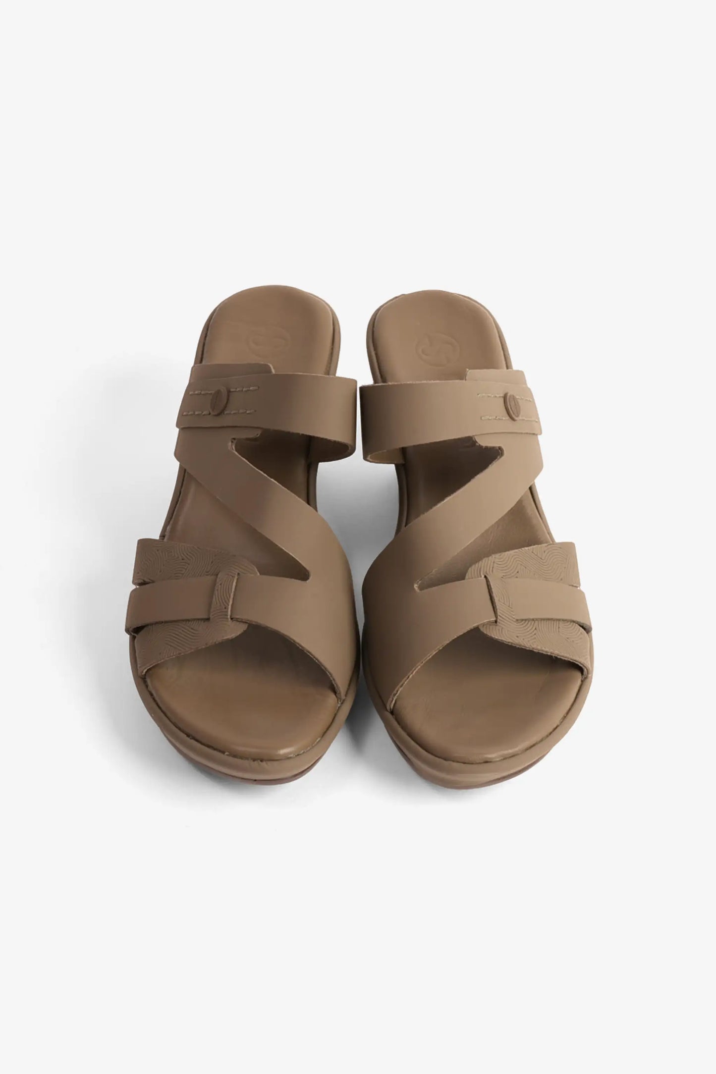 Comfort Plus Women's Leather Cut-Out Low Heel Sandals Truffle LSDCP9110