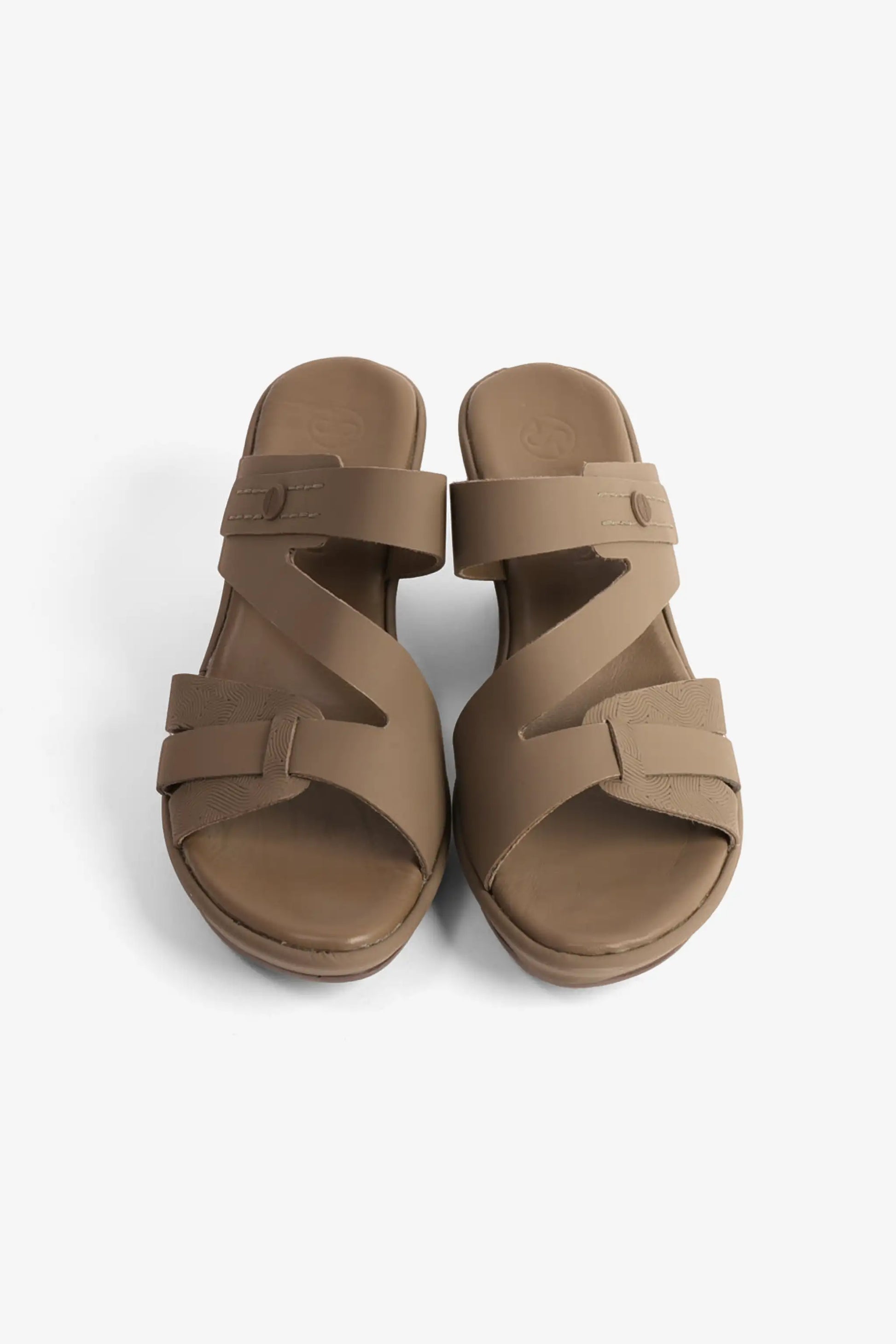 Comfort Plus Women's Leather Cut-Out Low Heel Sandals Truffle LSDCP9110