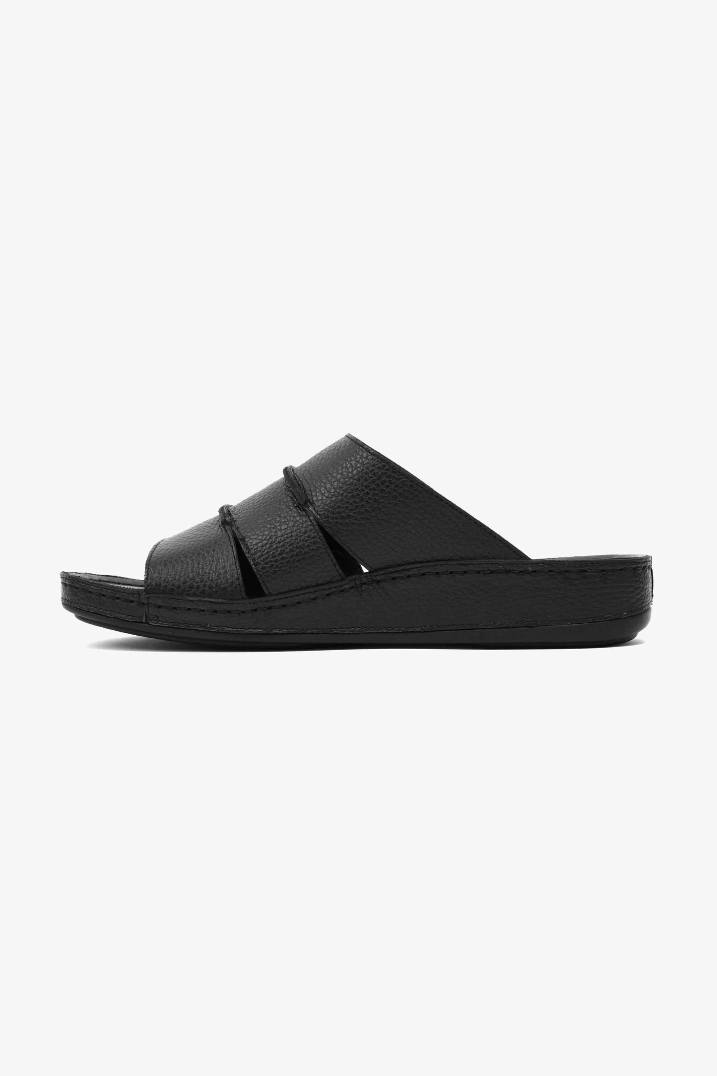 Comfort Plus Men's Leather Slide Sandals Black MSDCP6614