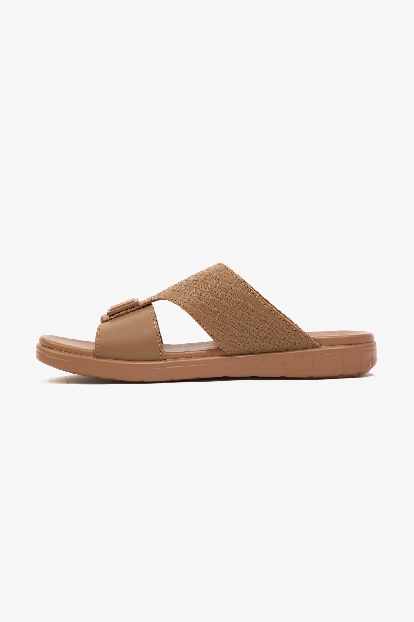Comfort Plus Men's Embossed Leather Sandals Olive Brown MSDCP201