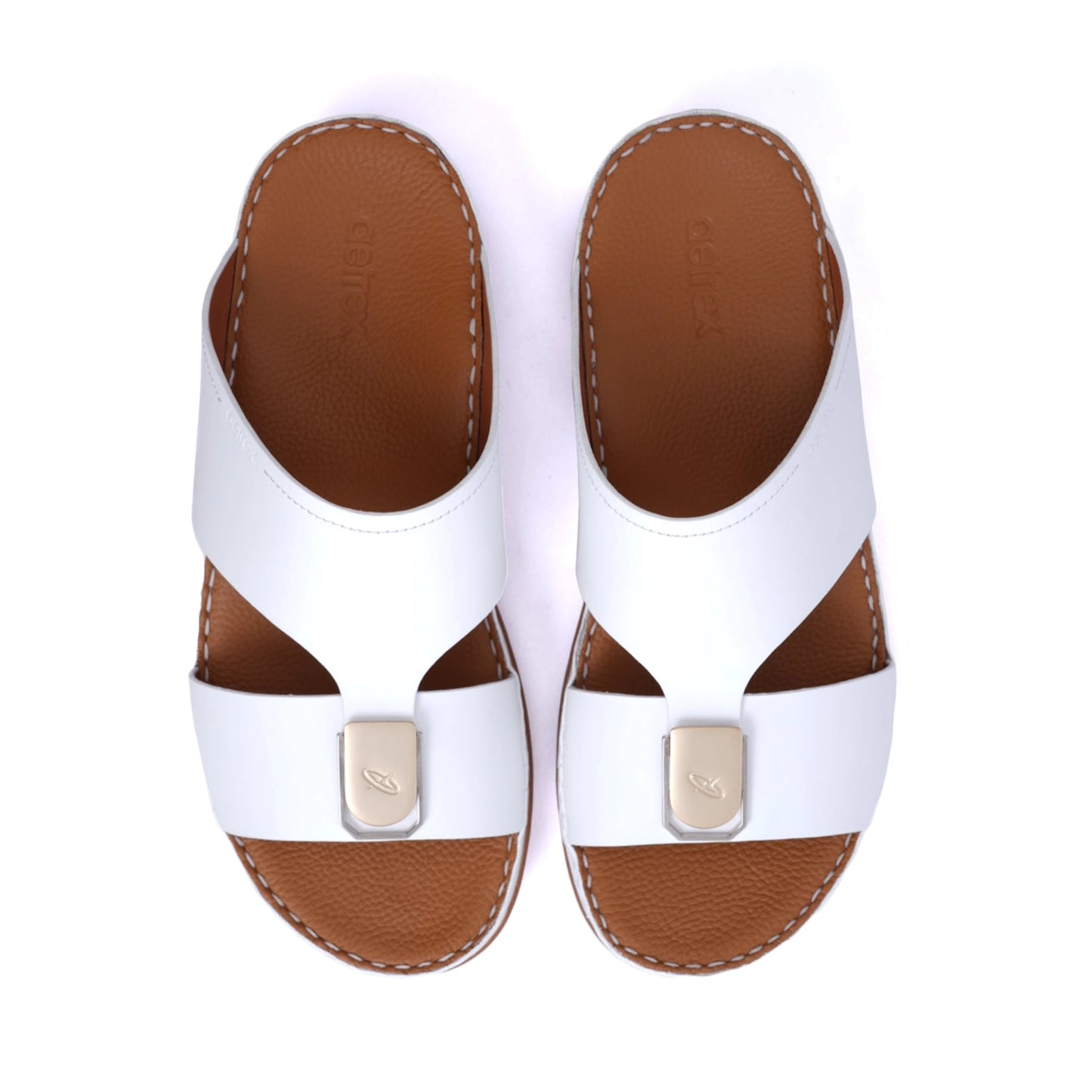 MATTE LEATHER SLIM ICONIC AETREX ARABIC SANDAL WHITE