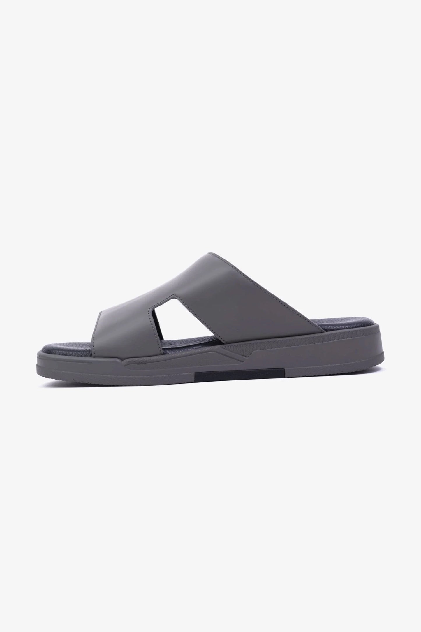Cavalier Uomo Men's Leather Slide Sandals Grey MSDCVHAR312