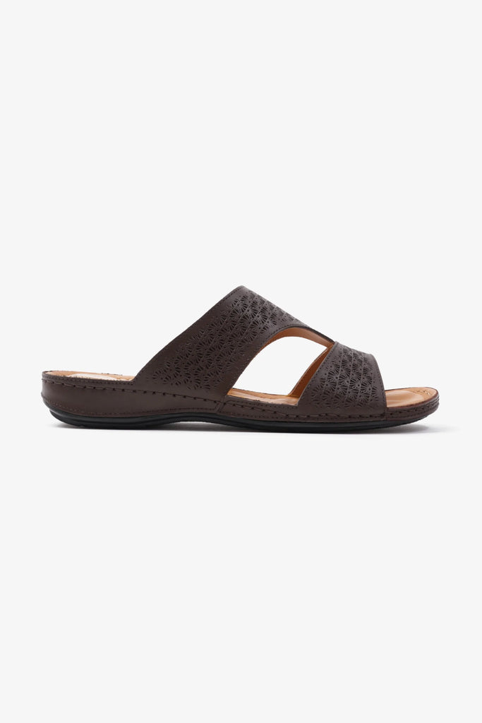 COMFORT PLUS BREATHABLE PERFORATED LEATHER SANDALS BROWN - Seventy7