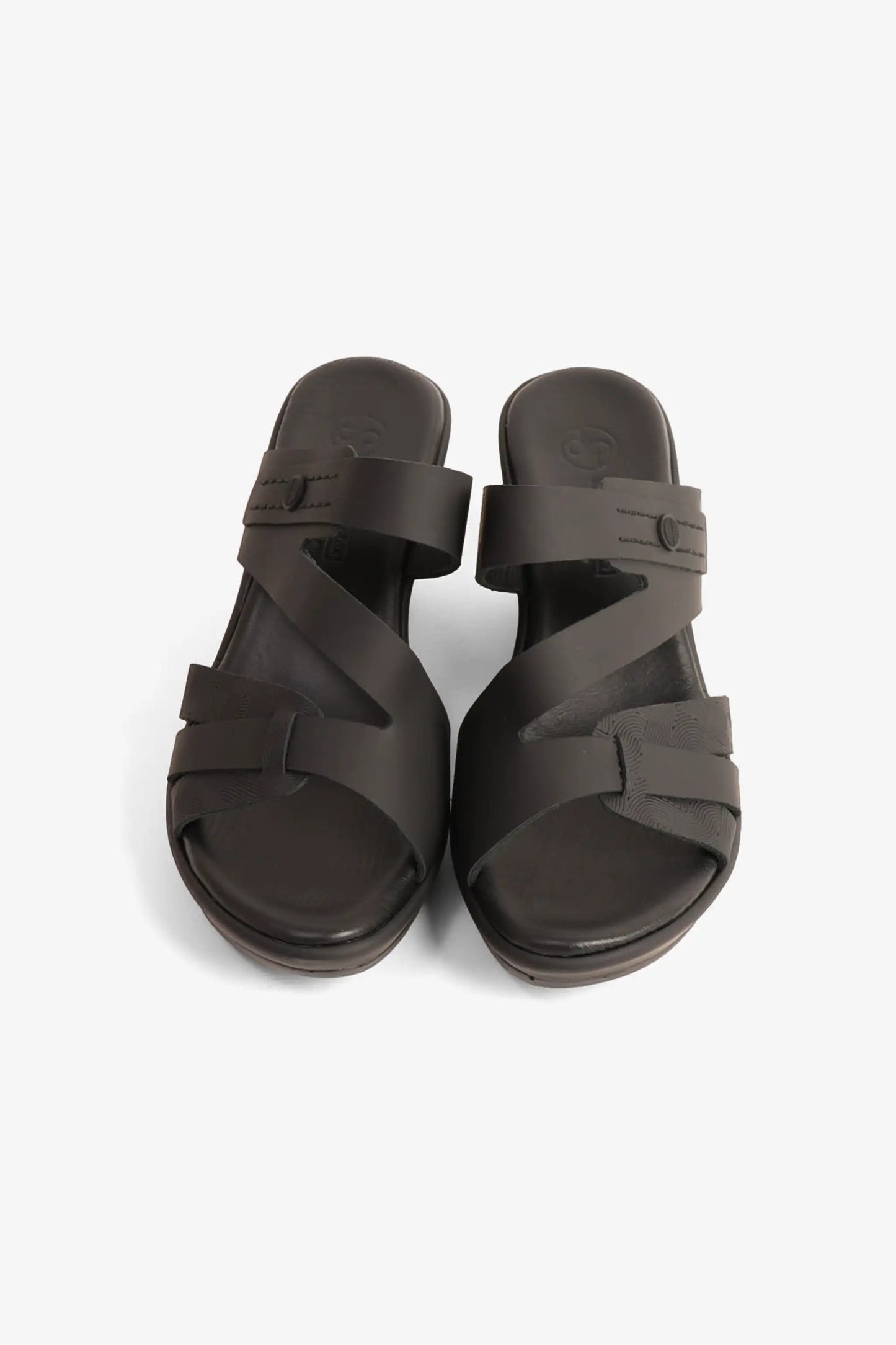 Comfort Plus Women's Leather Cut-Out Low Heel Sandals Black LSDCP9110