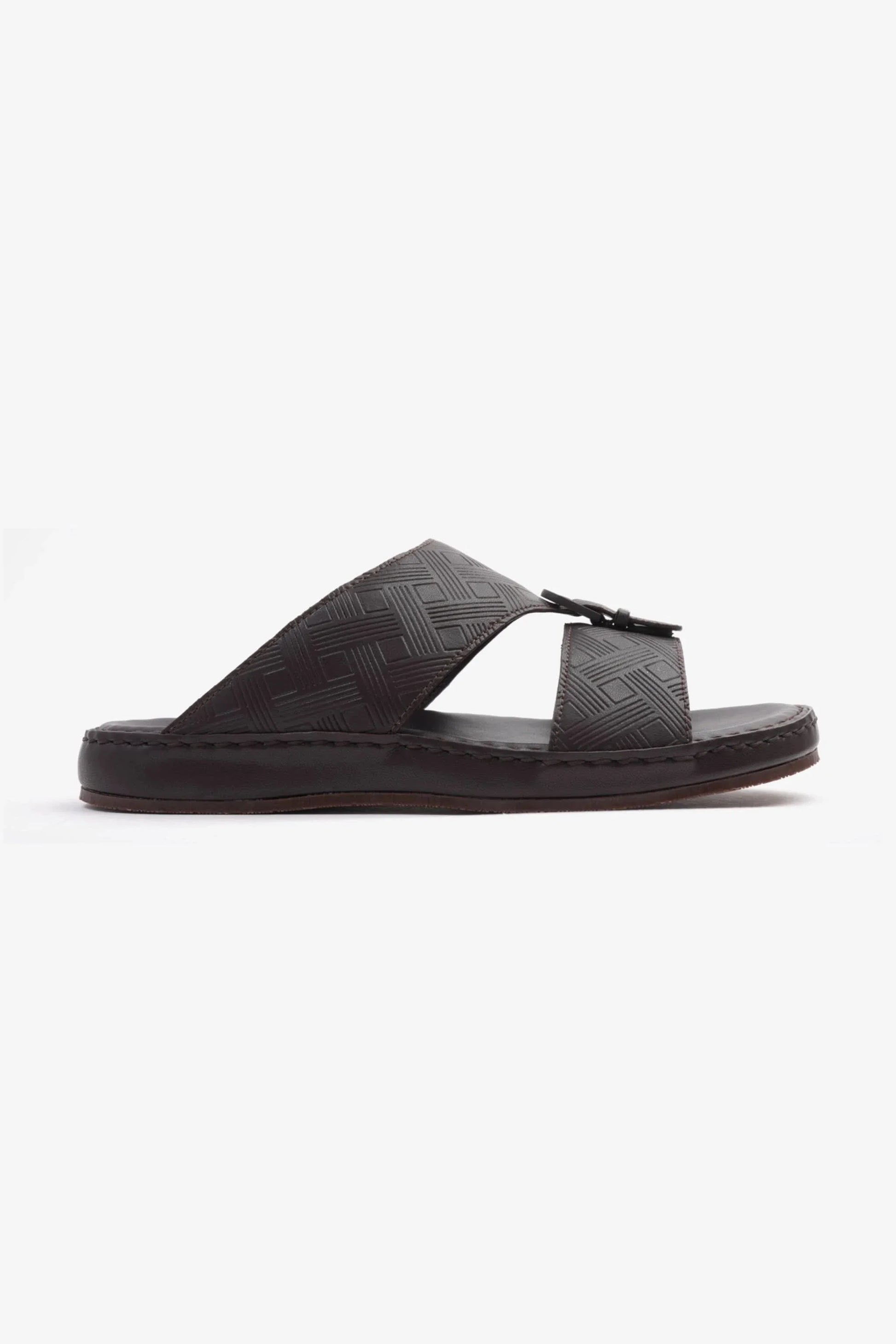 Comfort Plus Men's Embossed Arabic Leather Sandals Brown MSDCP3001