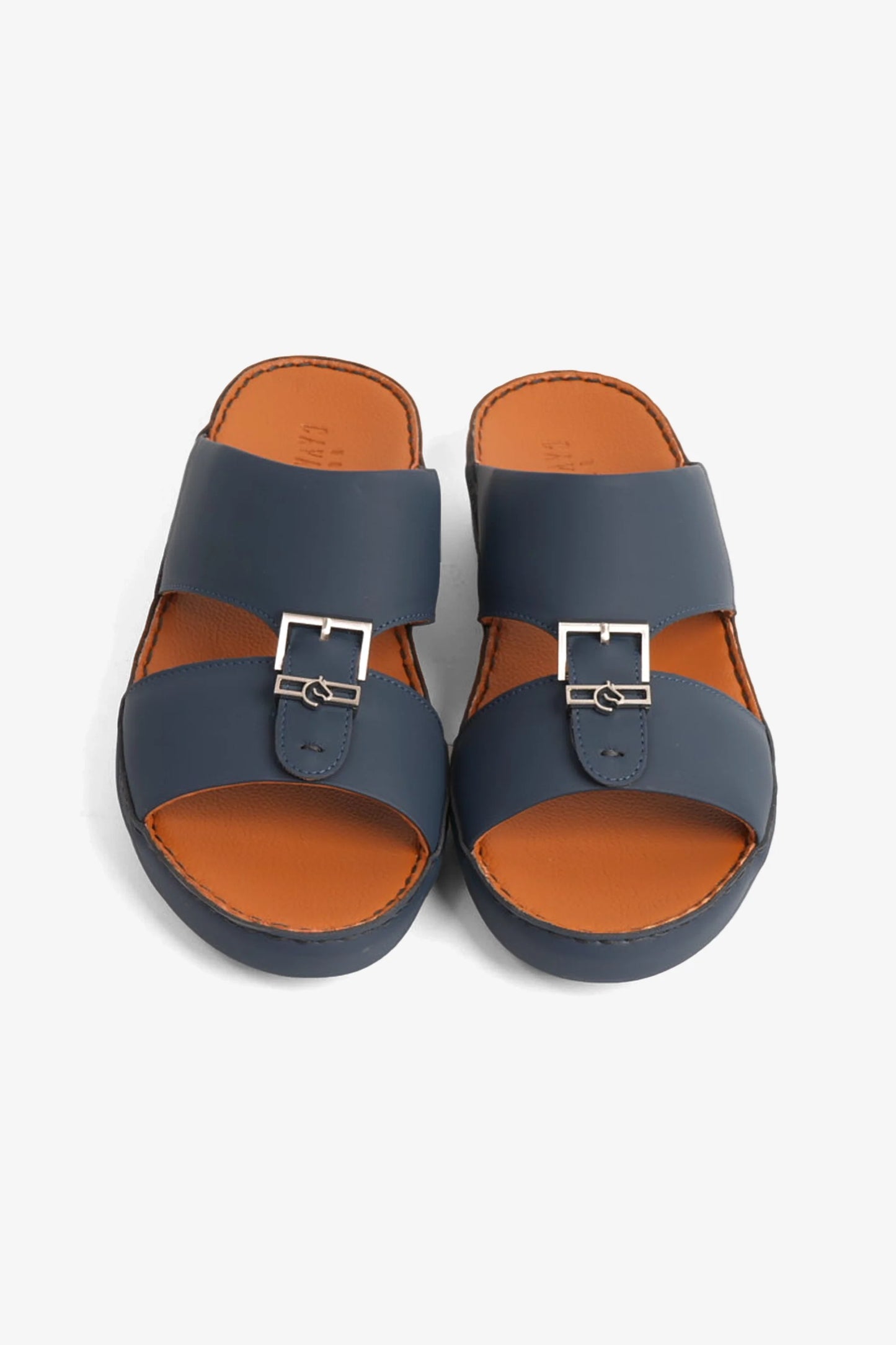 Cavalier Uomo Men's Embossed Leather Handstitched Arabic Sandals Navy MSDCV1101