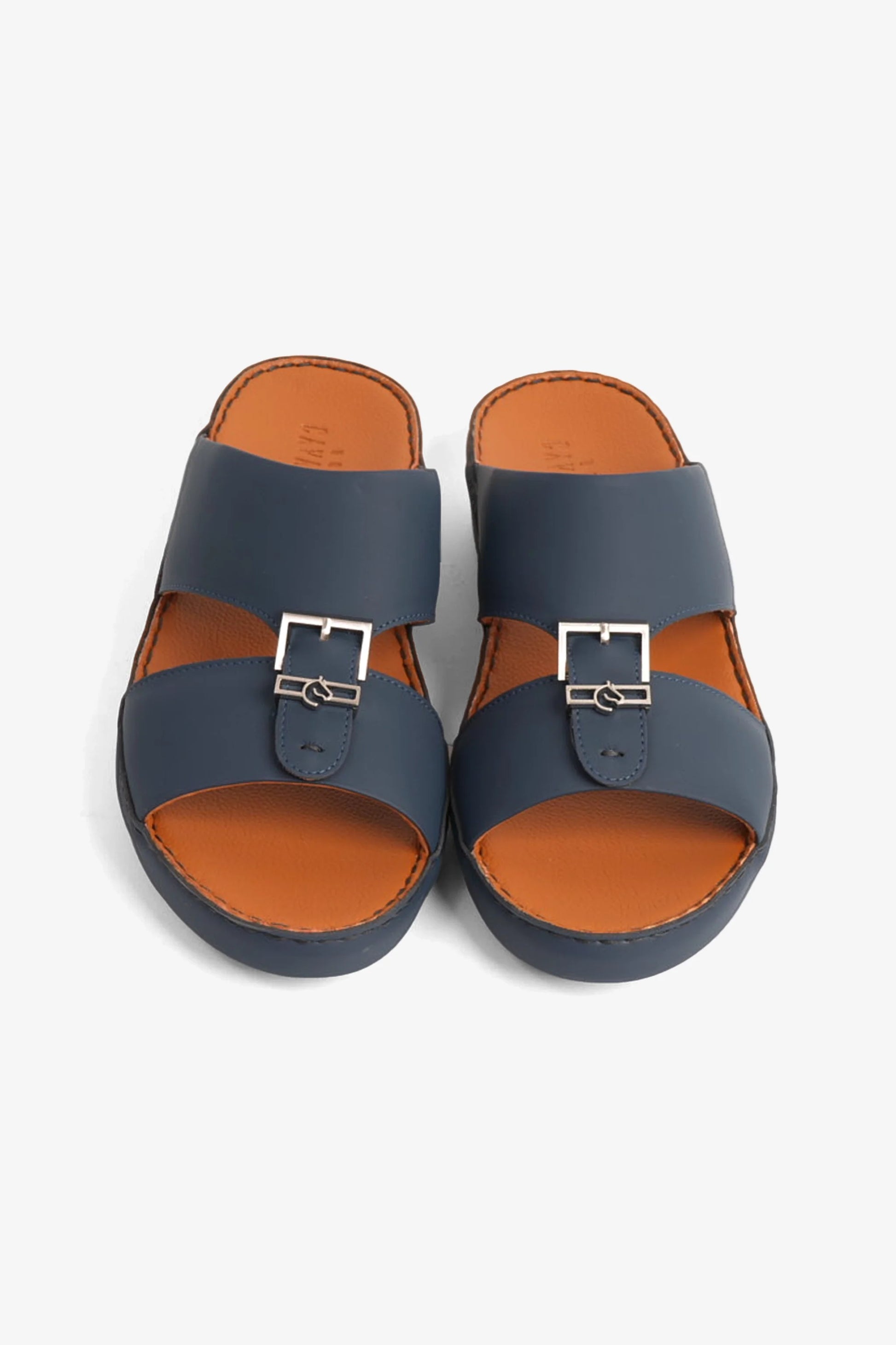Cavalier Uomo Men's Embossed Leather Handstitched Arabic Sandals Navy MSDCV1101
