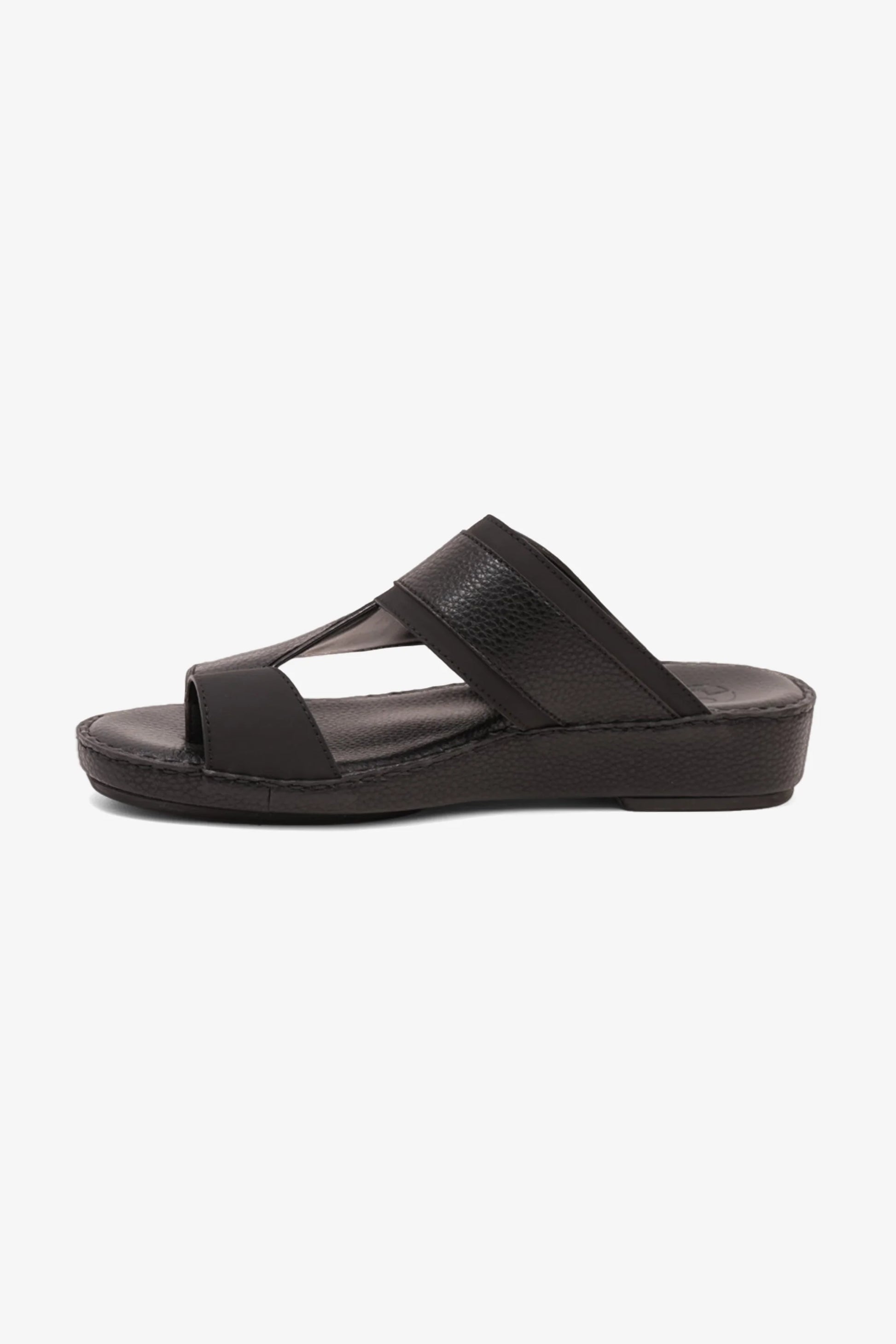 Comfort Plus Men's Footbed Leather Arabic Sandals Black MSDCP8011