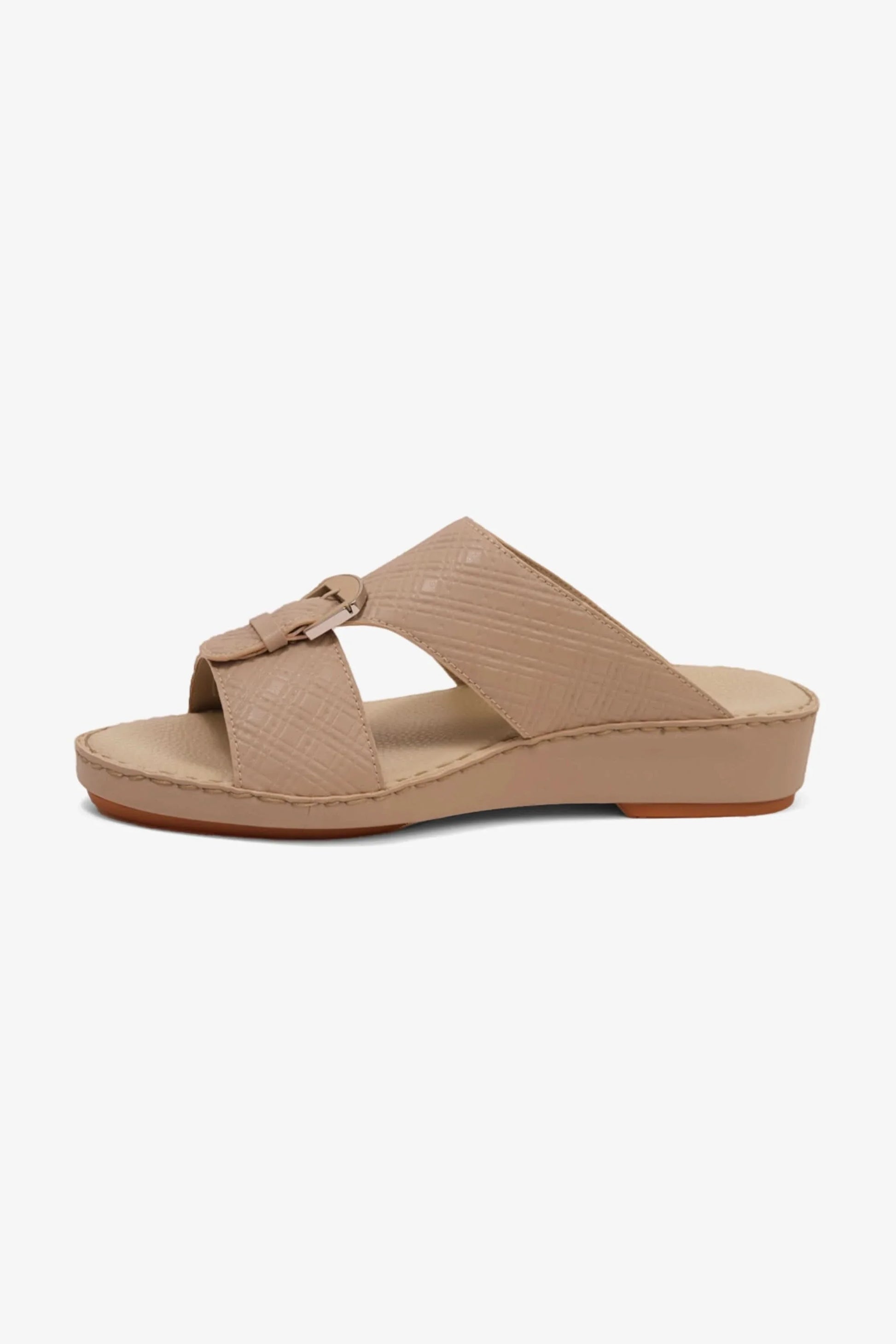 Comfort Plus Men's Cushioned Slip-On Leather Sandals Mandorla MSDCP7013