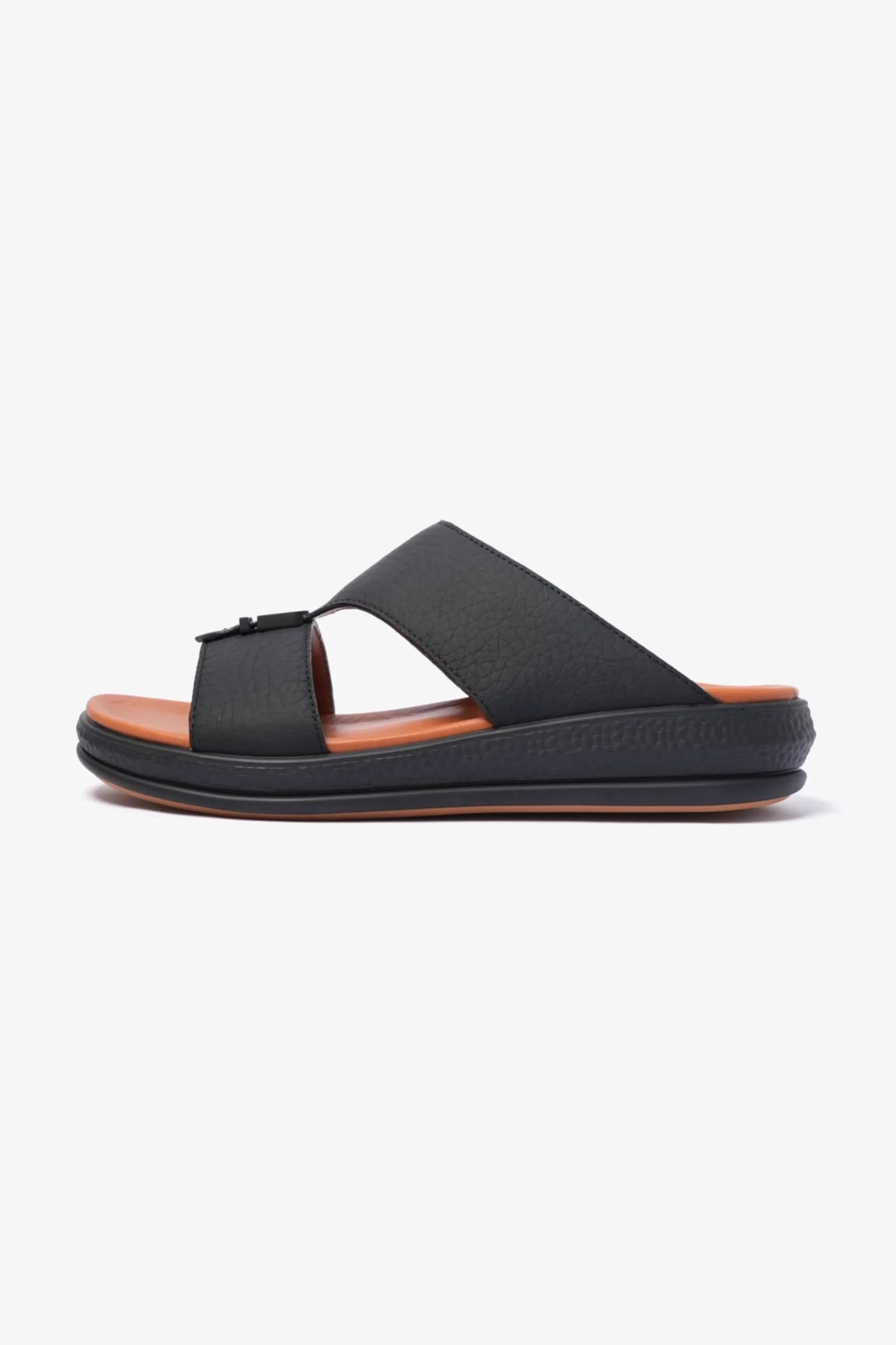 Comfort Plus Men's Stylish Trims Leather Sandals Black MSDCPD103