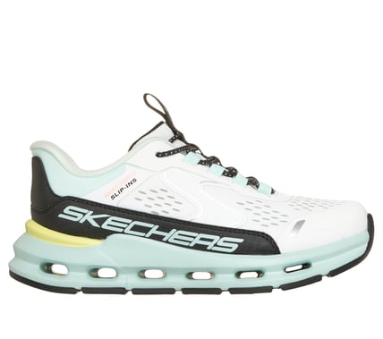 SKECHERS GLIDE-STEP SPORT SLIP-ON WALKING SHOES - WHITE BLACK TURQUIOS