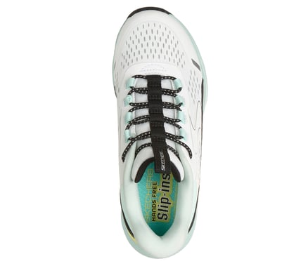 SKECHERS GLIDE-STEP SPORT SLIP-ON WALKING SHOES - WHITE BLACK TURQUIOS
