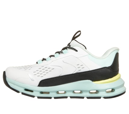 SKECHERS GLIDE-STEP SPORT SLIP-ON WALKING SHOES - WHITE BLACK TURQUIOS