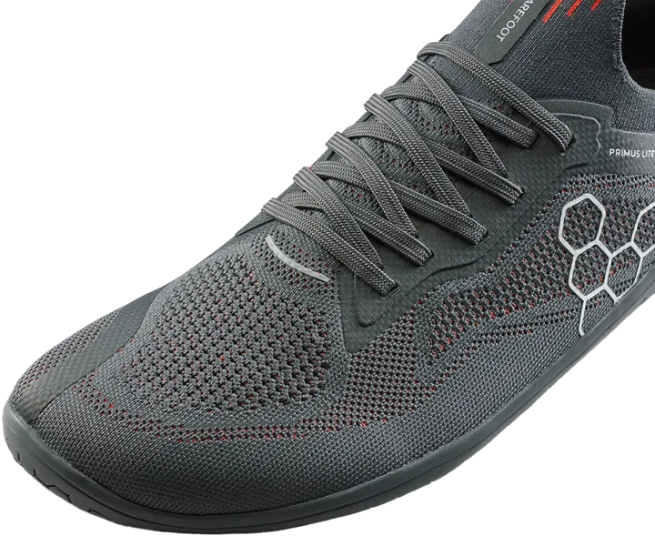 Vivobarefoot Primus Lite Knit Mens Obsidian/cherry Tomato