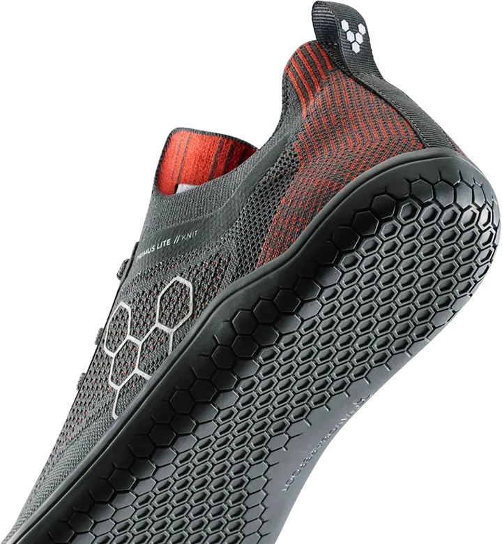 Vivobarefoot Primus Lite Knit Mens Obsidian/cherry Tomato