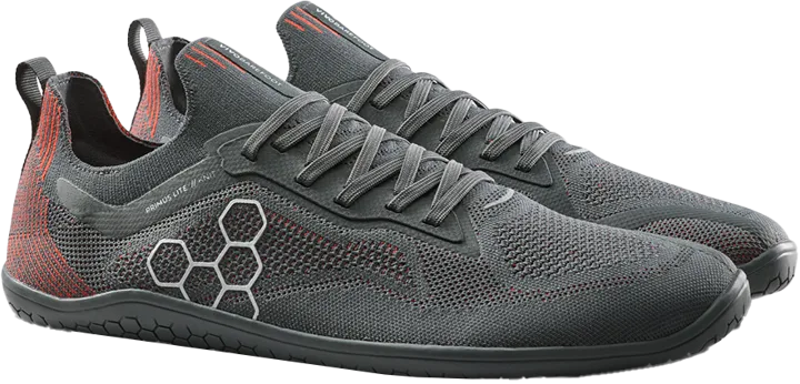 Vivobarefoot Primus Lite Knit Mens Obsidian/cherry Tomato