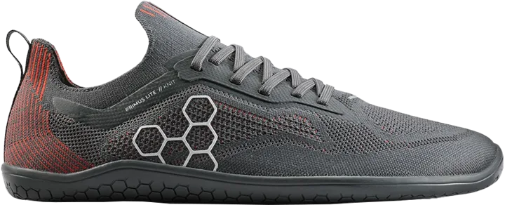 Vivobarefoot Primus Lite Knit Mens Obsidian/cherry Tomato
