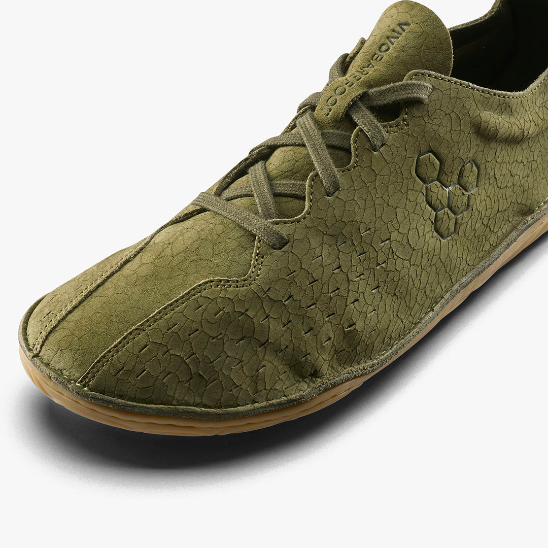 Vivobarefoot Sensus Mens Dark Olive Cracked Leather - Sole Therapy