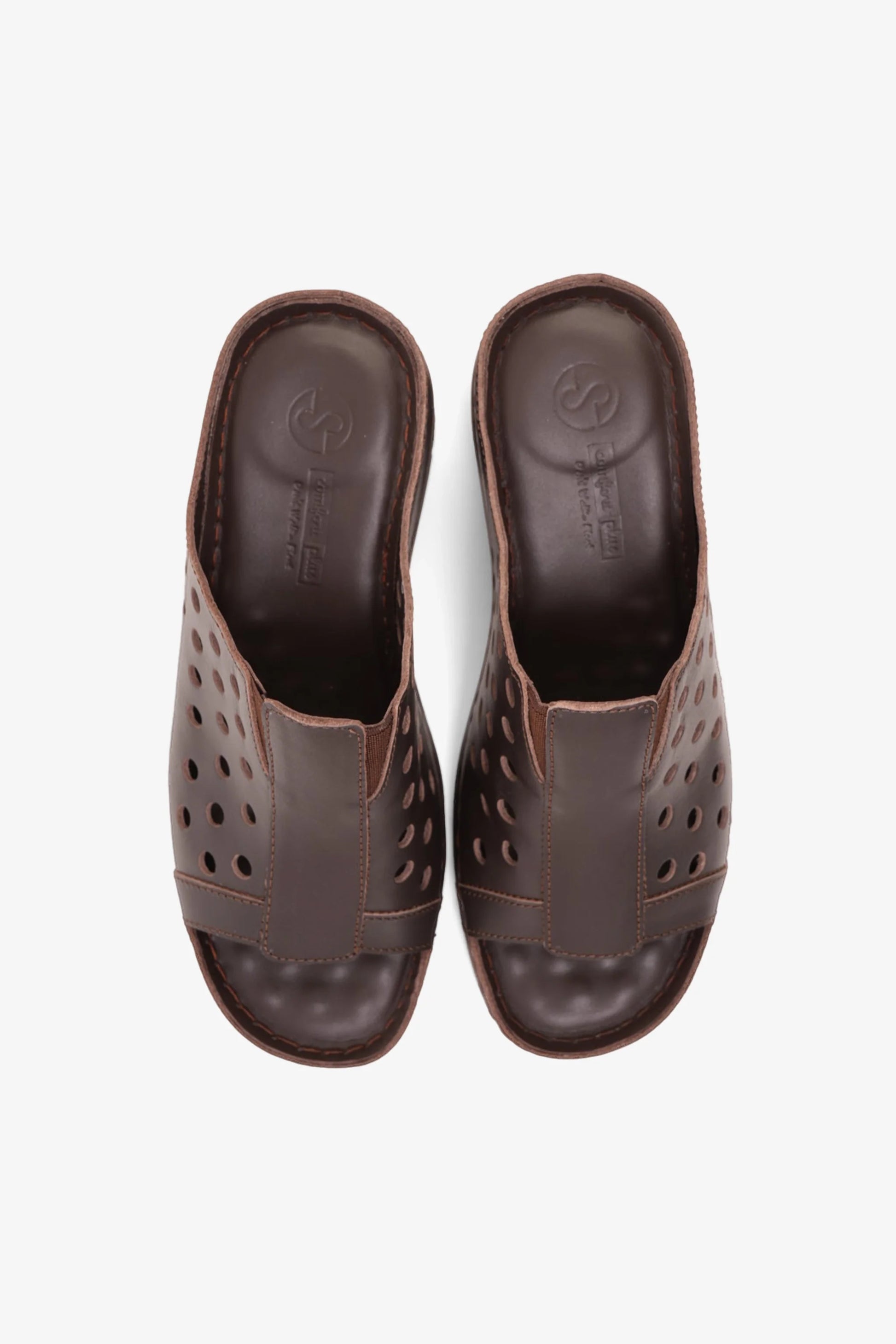 Comfort Plus Women's Perforated Wedge Sandals Brown LSDCPGG102