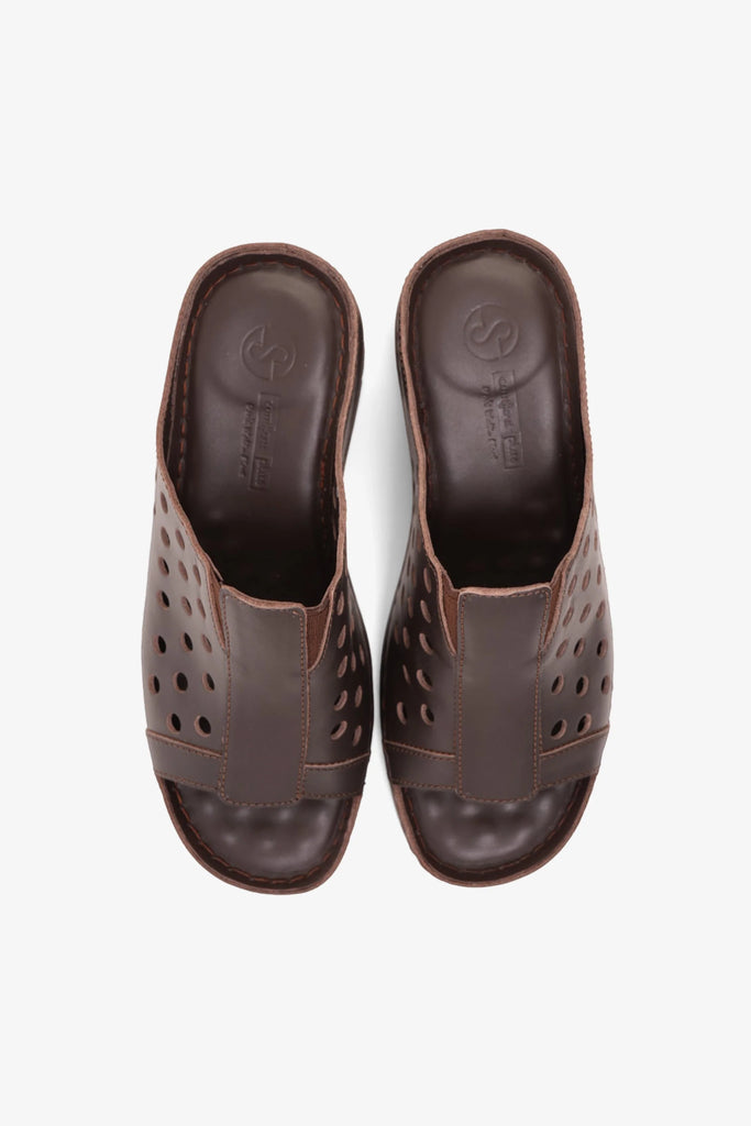 Comfort Plus Women's Perforated Wedge Sandals Brown LSDCPGG102