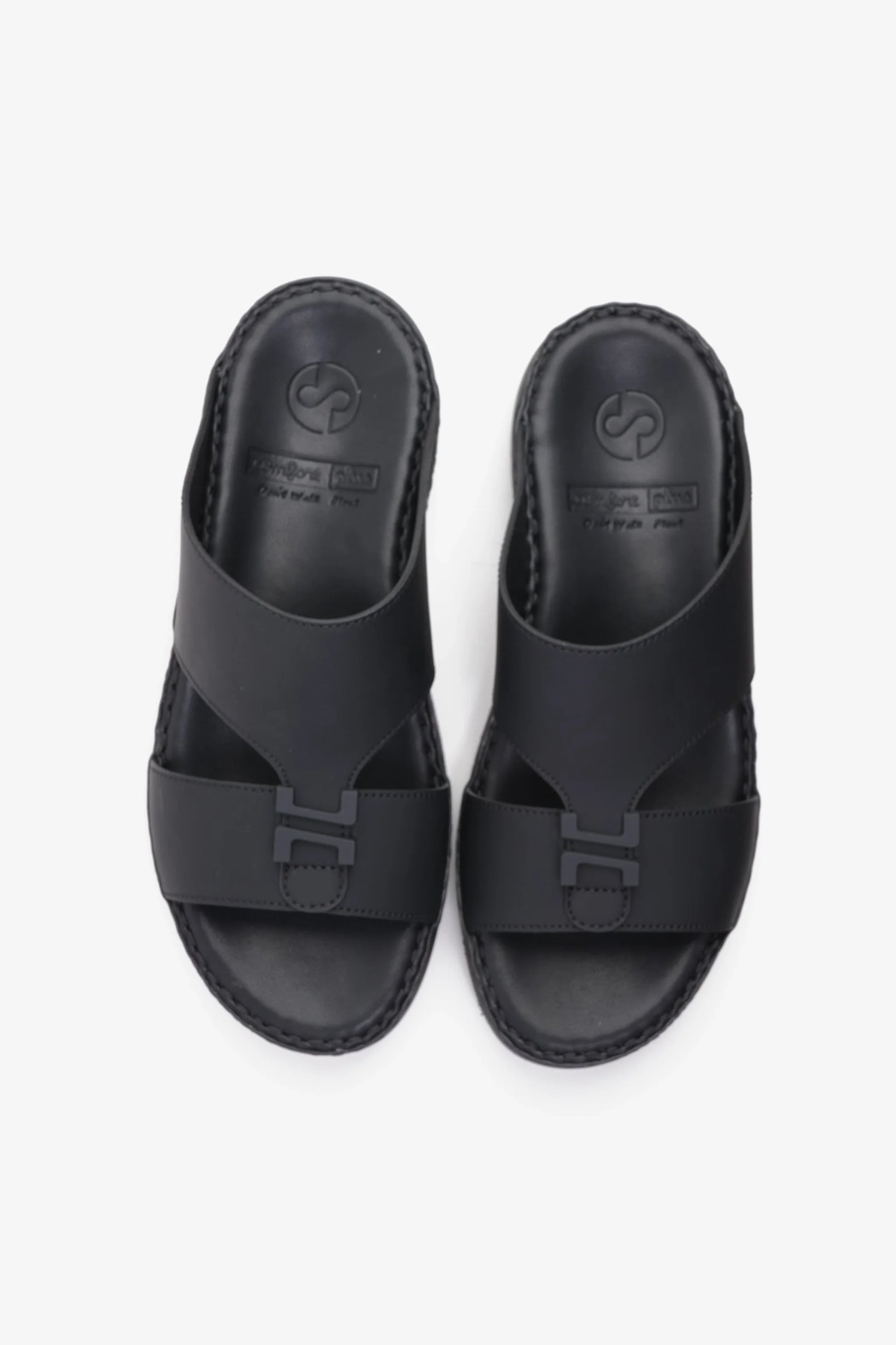 Comfort Plus Men's Matte Leather Stylish Trim Sandals Black MSDCP3002