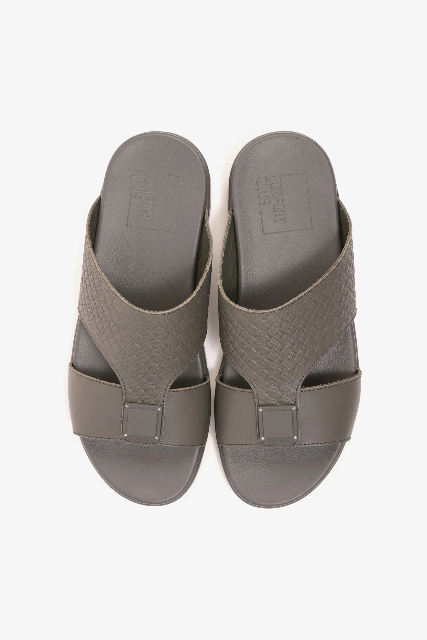 Comfort Plus Men's Embossed Leather Sandals Grey MSDCP201