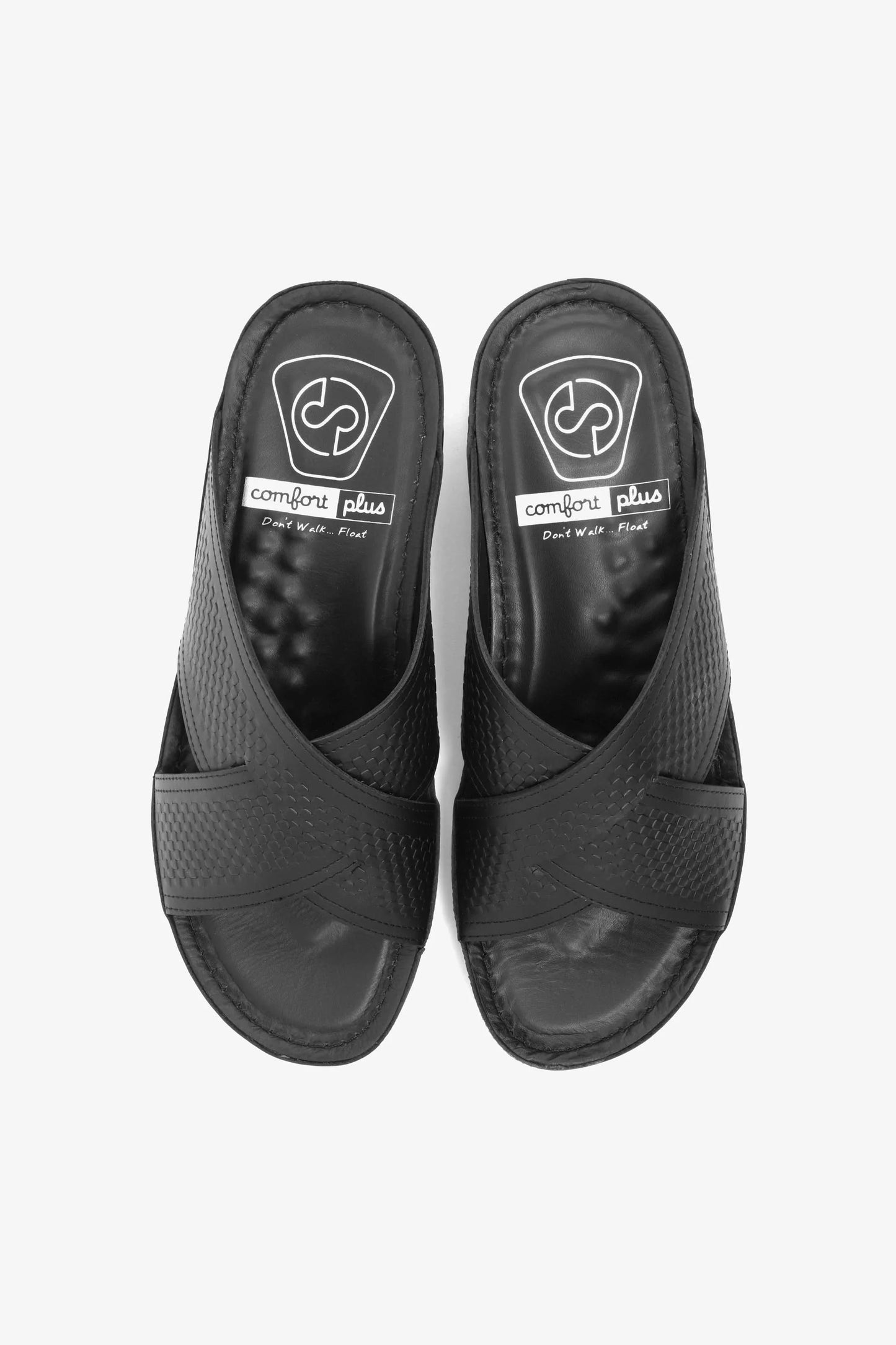 Comfort Plus Men's Silver Accent Leather Arabic Sandals Black MSDCP6611