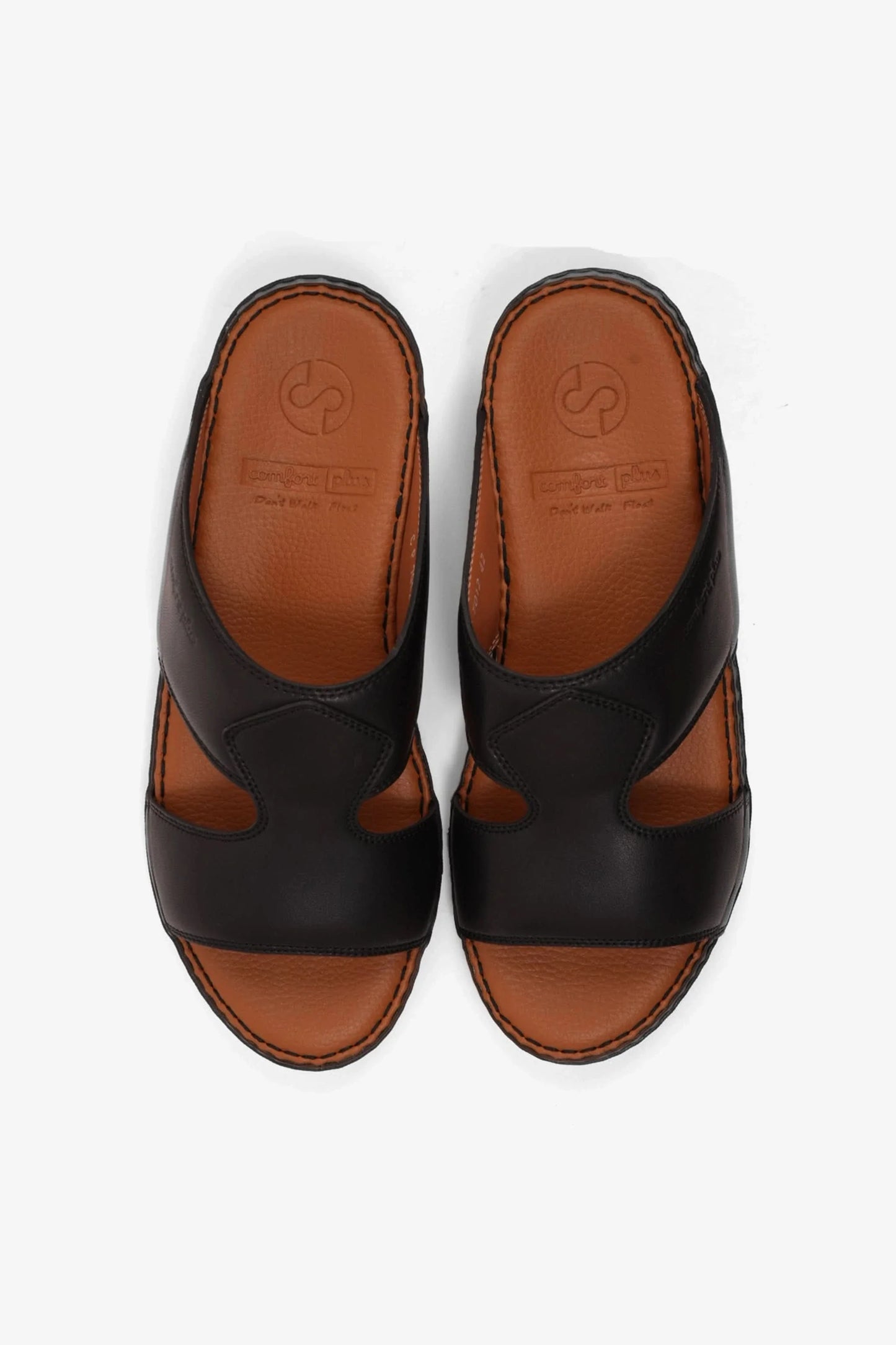 Comfort Plus Men's Luxurious Leather Sandals Black MSDCP7012