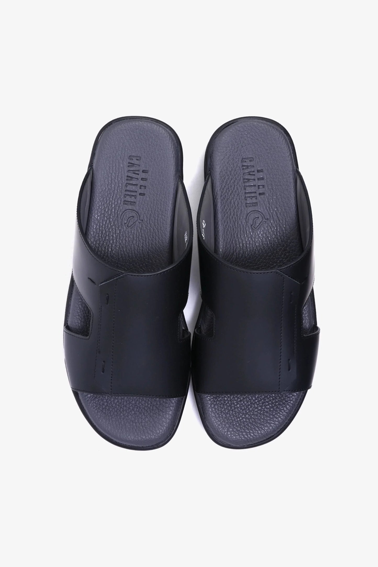 Cavalier Uomo Men's Leather Slide Sandals Black MSDCVHAR312
