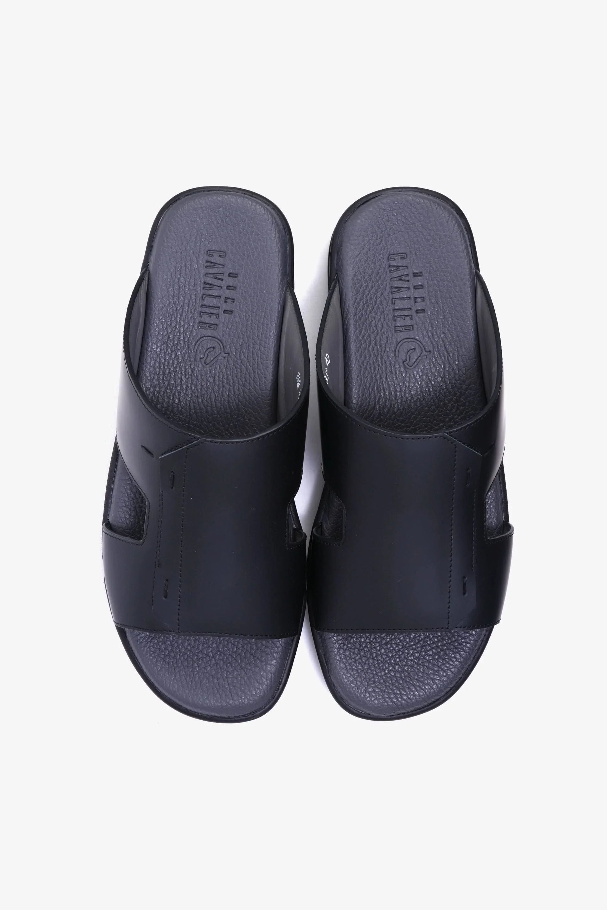 Cavalier Uomo Men's Leather Slide Sandals Black MSDCVHAR312