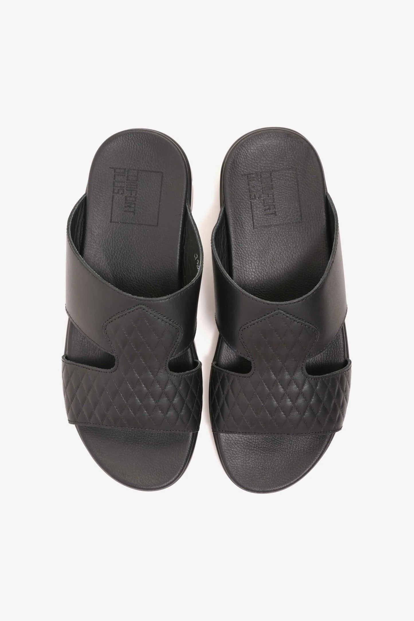 Comfort Plus Men's Quilted Leather Sandals Black MSDCP202
