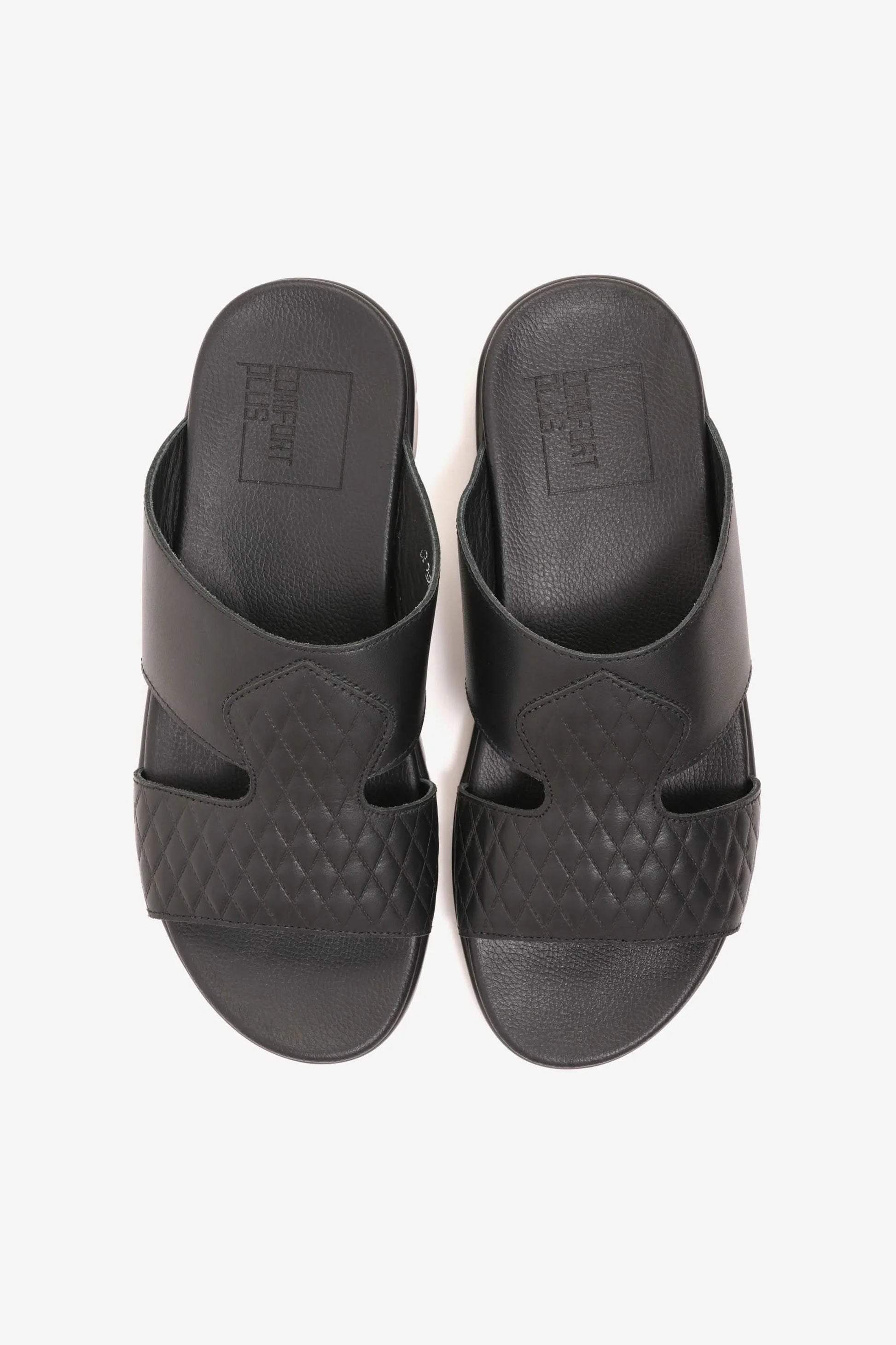 Comfort Plus Men's Quilted Leather Sandals Black MSDCP202