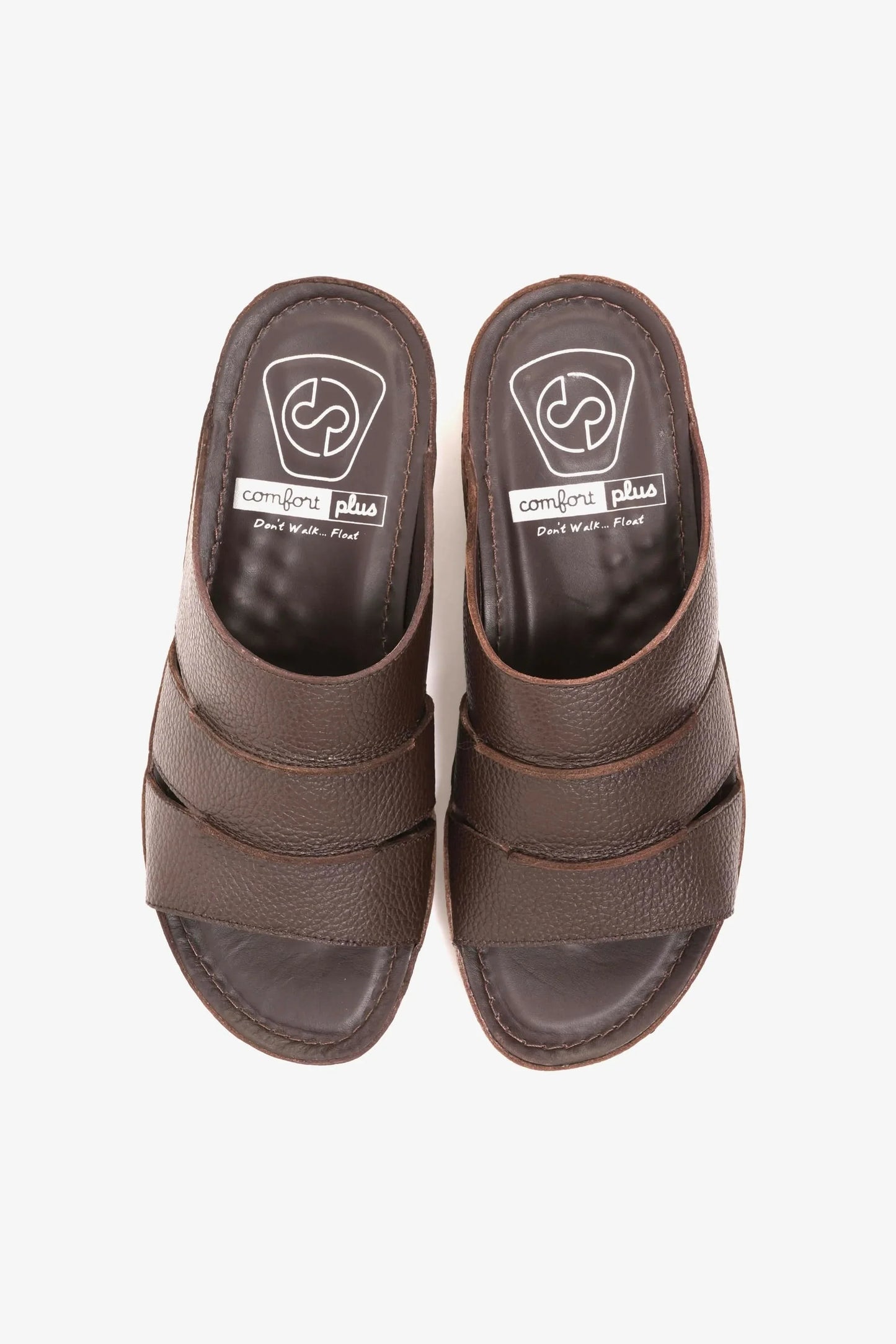 Comfort Plus Men's Leather Slide Sandals Brown MSDCP6614