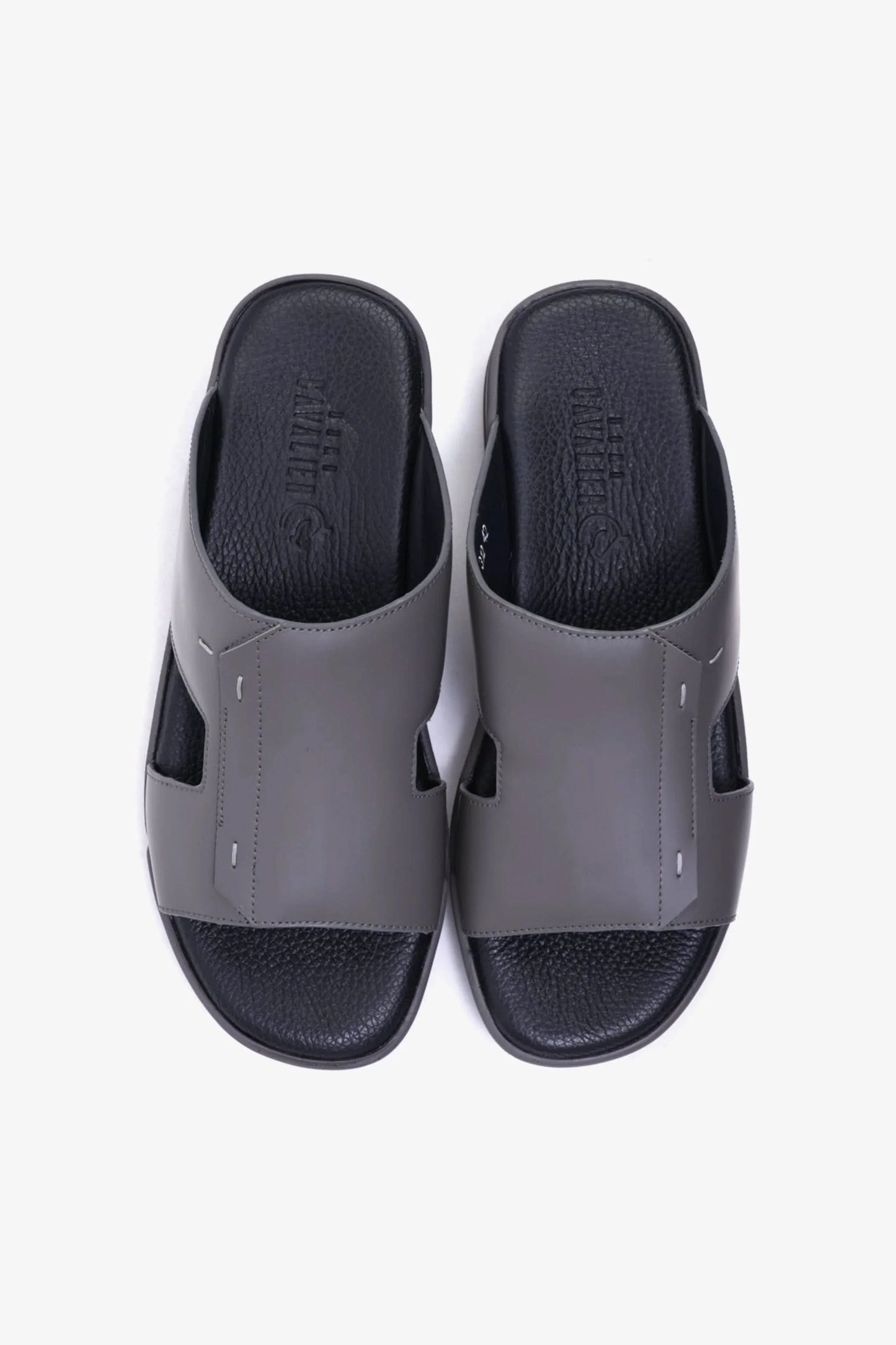 Cavalier Uomo Men's Leather Slide Sandals Grey MSDCVHAR312