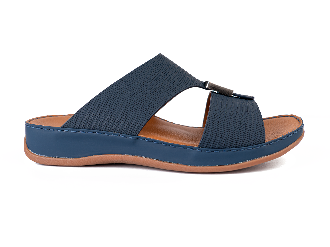 Italian Leather Lizard Embossed Arabic Sandal Navy