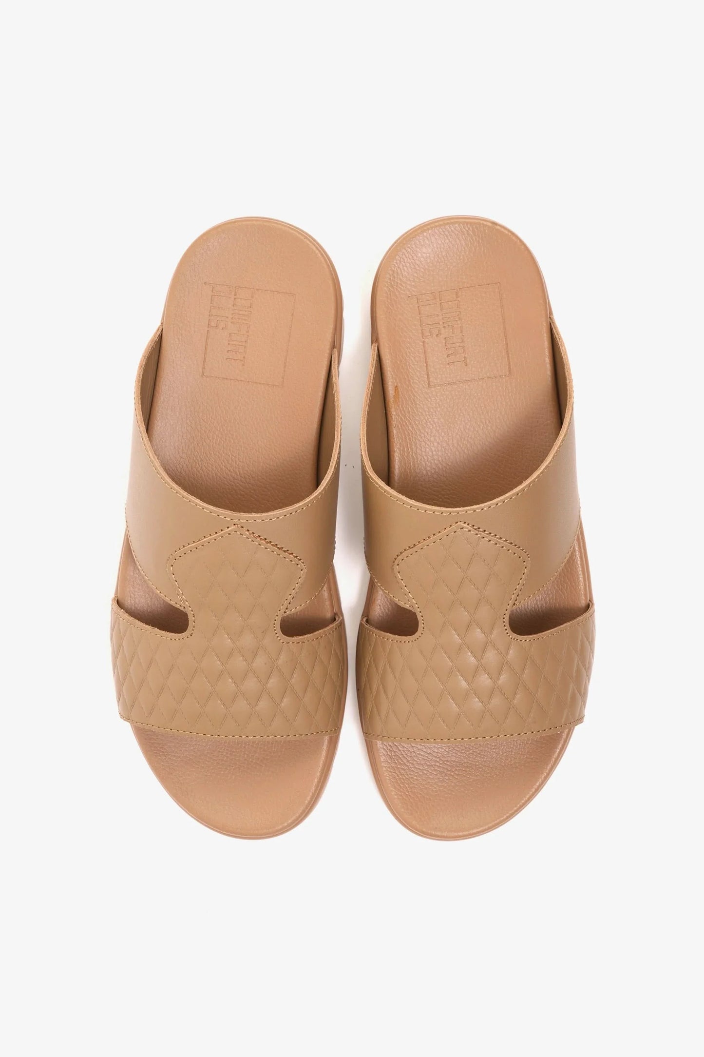 Comfort Plus Men's Quilted Leather Sandals Olive Brown MSDCP202