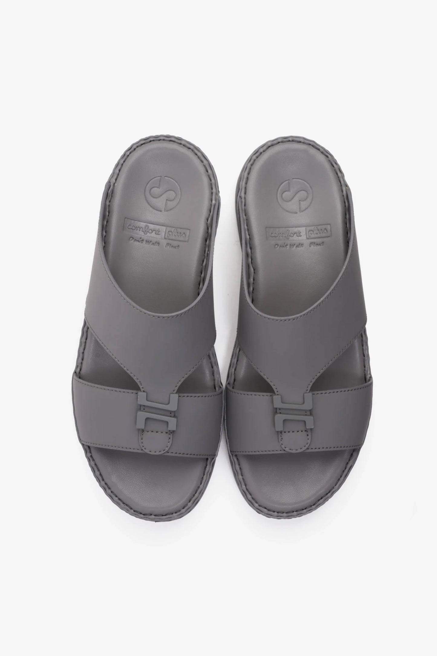 Comfort Plus Men's Matte Leather Stylish Trim Arabic Sandals Dark Grey MSDCP3002