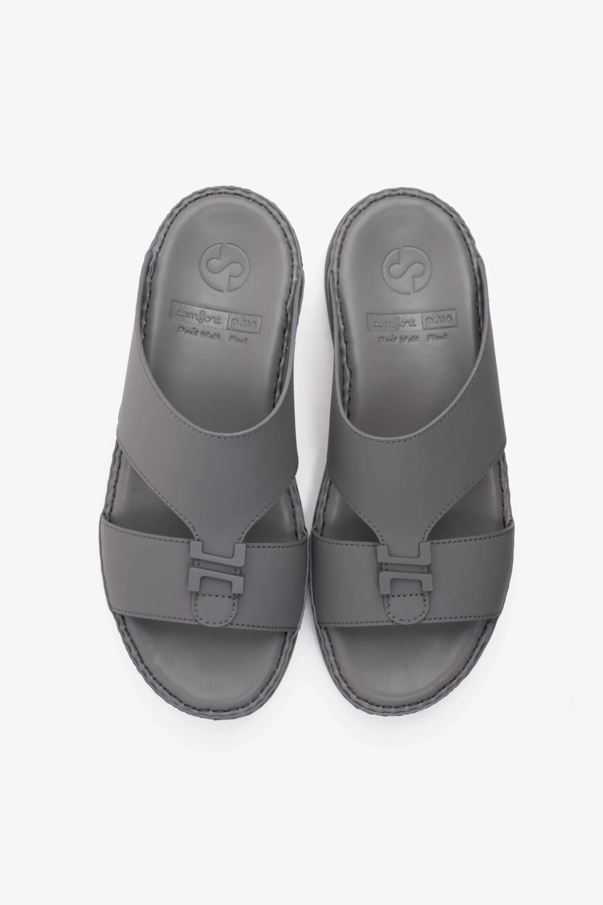 Comfort Plus Men's Matte Leather Stylish Trim Arabic Sandals Dark Grey MSDCP3002