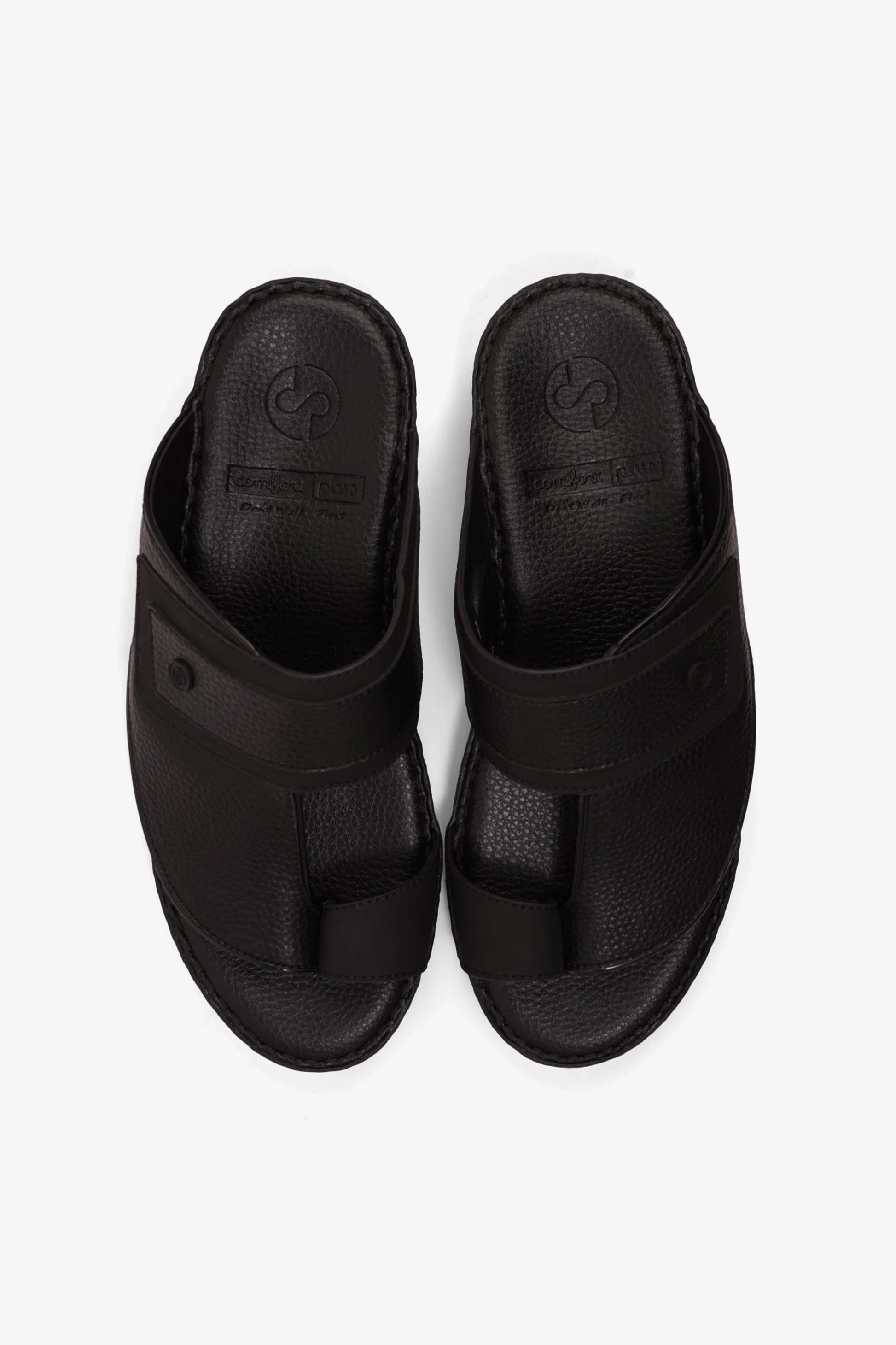 Comfort Plus Men's Footbed Leather Arabic Sandals Black MSDCP8011