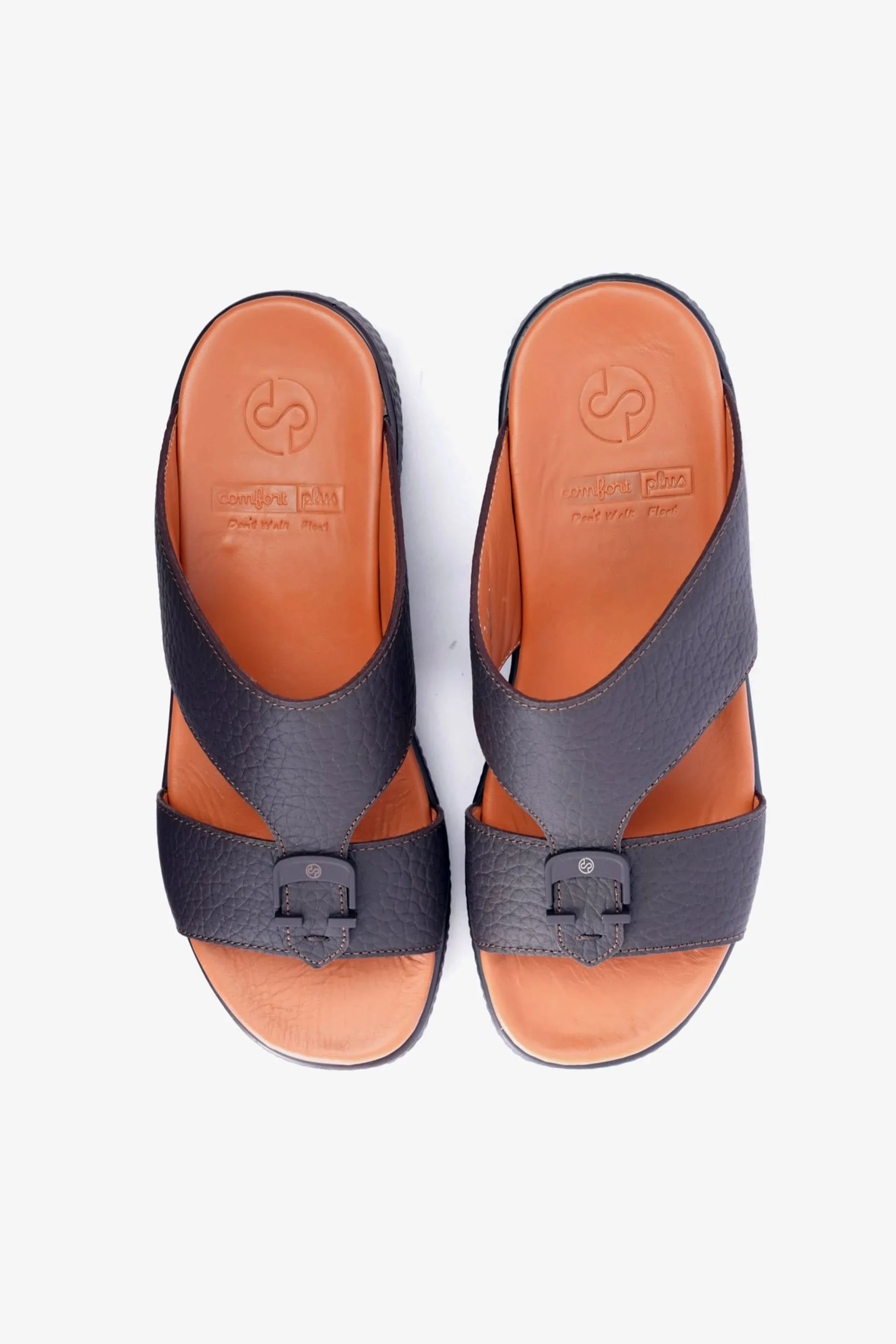 Comfort Plus Men's Stylish Trims Leather Sandals Black MSDCPD103