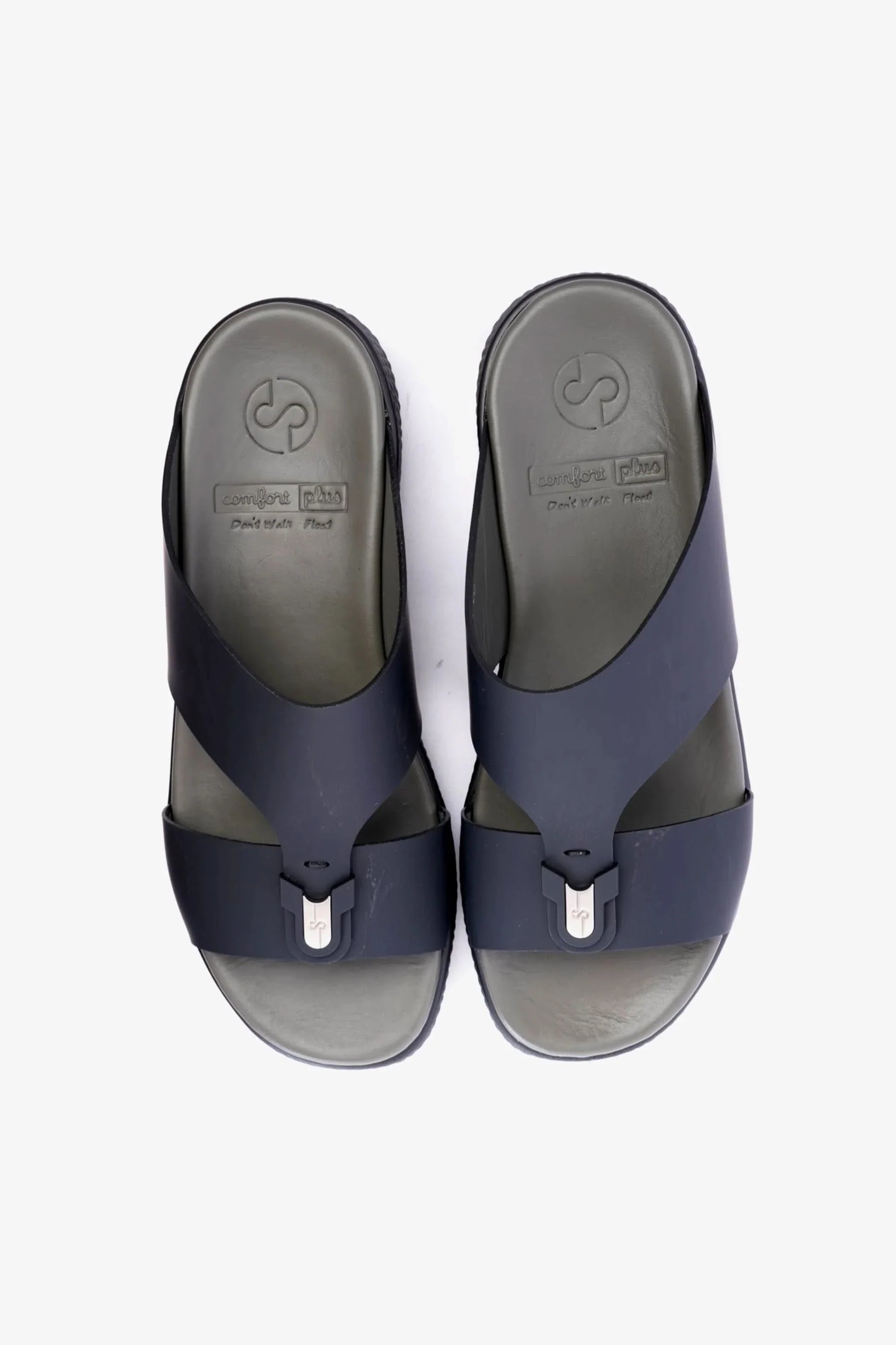Comfort Plus Men's Matte Leather Buckle Sandals Black MSDCPD101