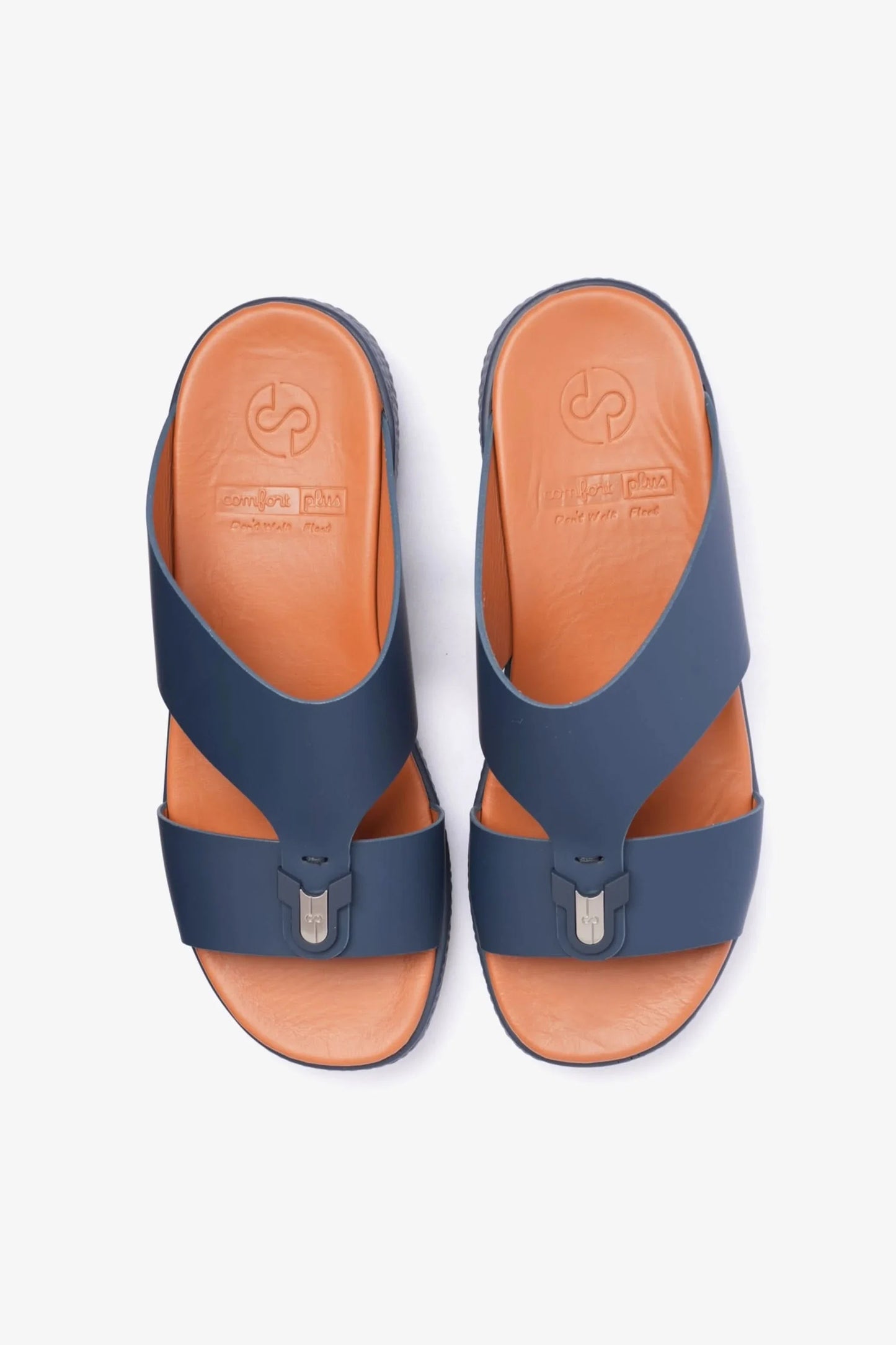 Comfort Plus Men's Buckle Leather Sandals Navy MSDCPD101