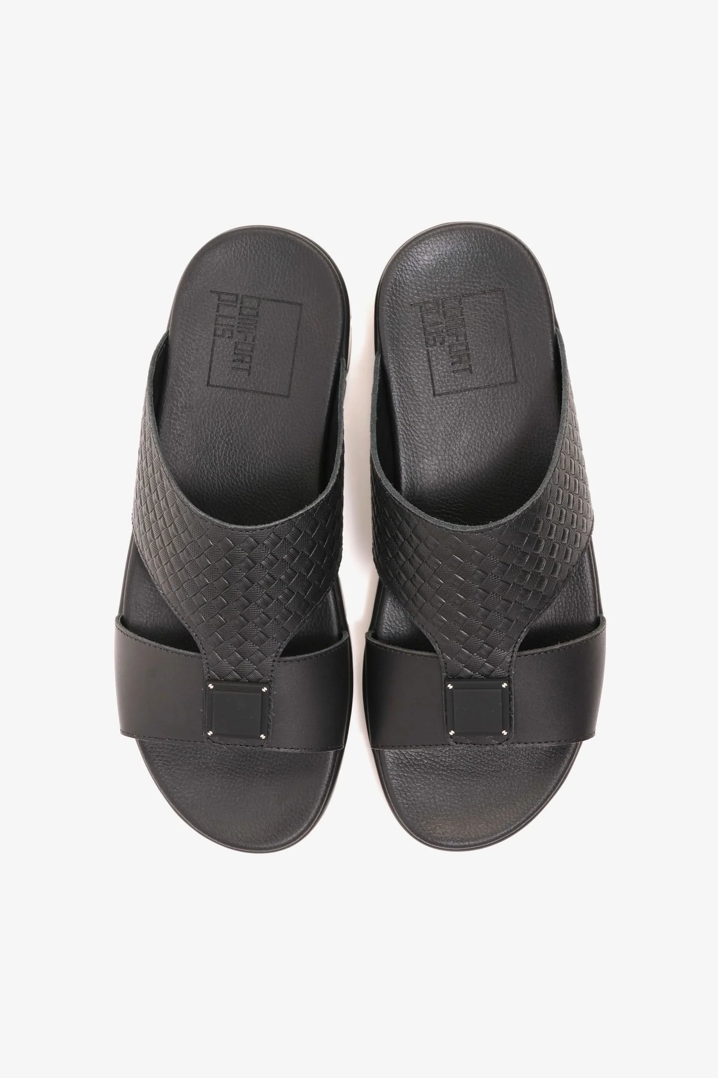 Comfort Plus Men's Embossed Leather Sandals Black MSDCP201