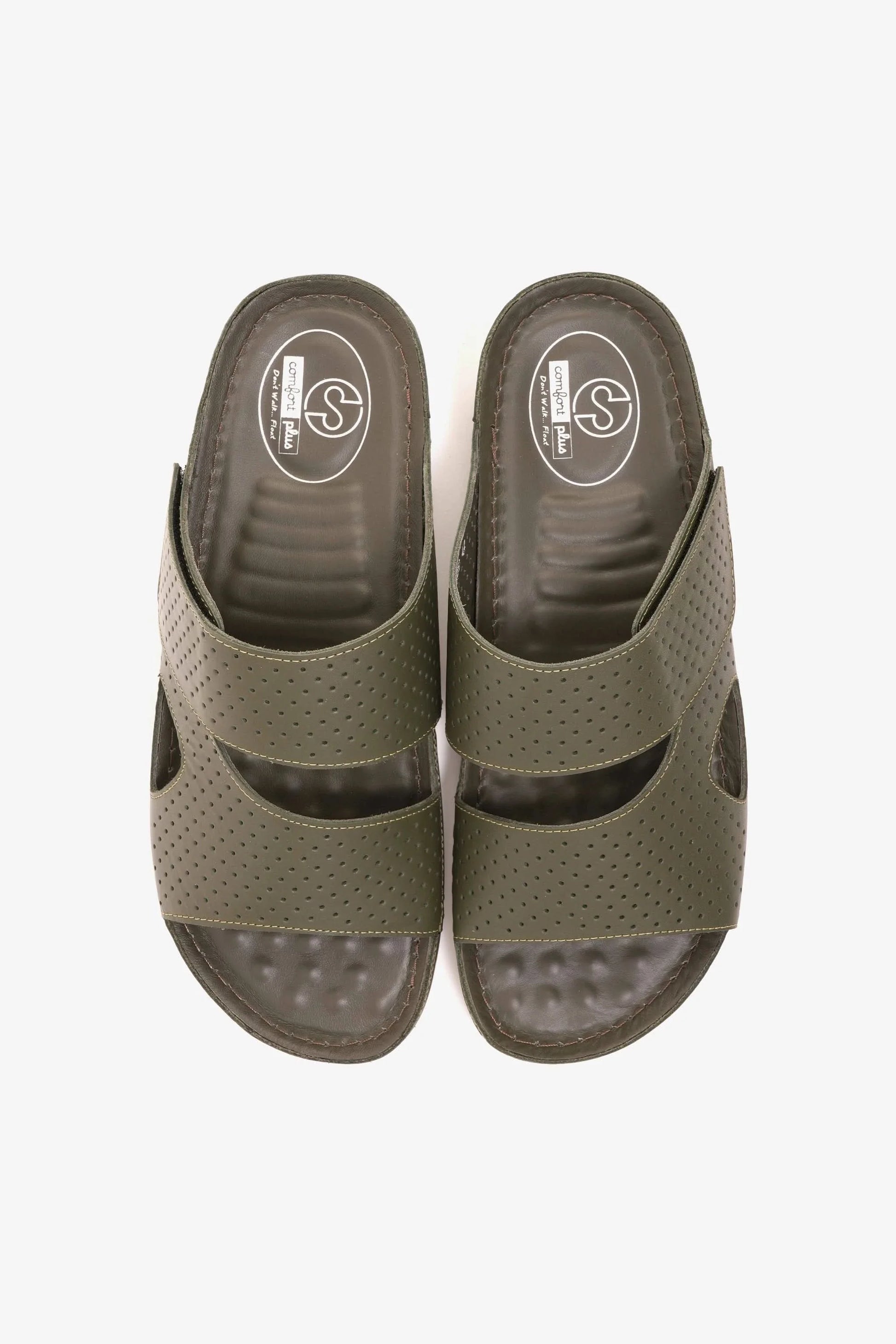 Comfort Plus Men's Al Waha Textured Arabic Sandals Olive MSDCP4005