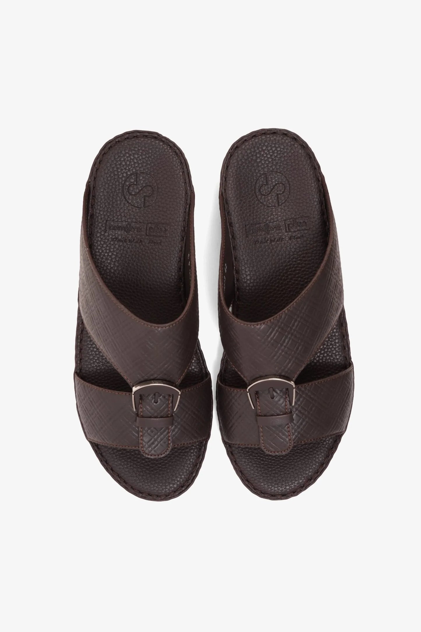 Comfort Plus Men's Cushioned Leather Arabic Sandals Brown MSDCP7013