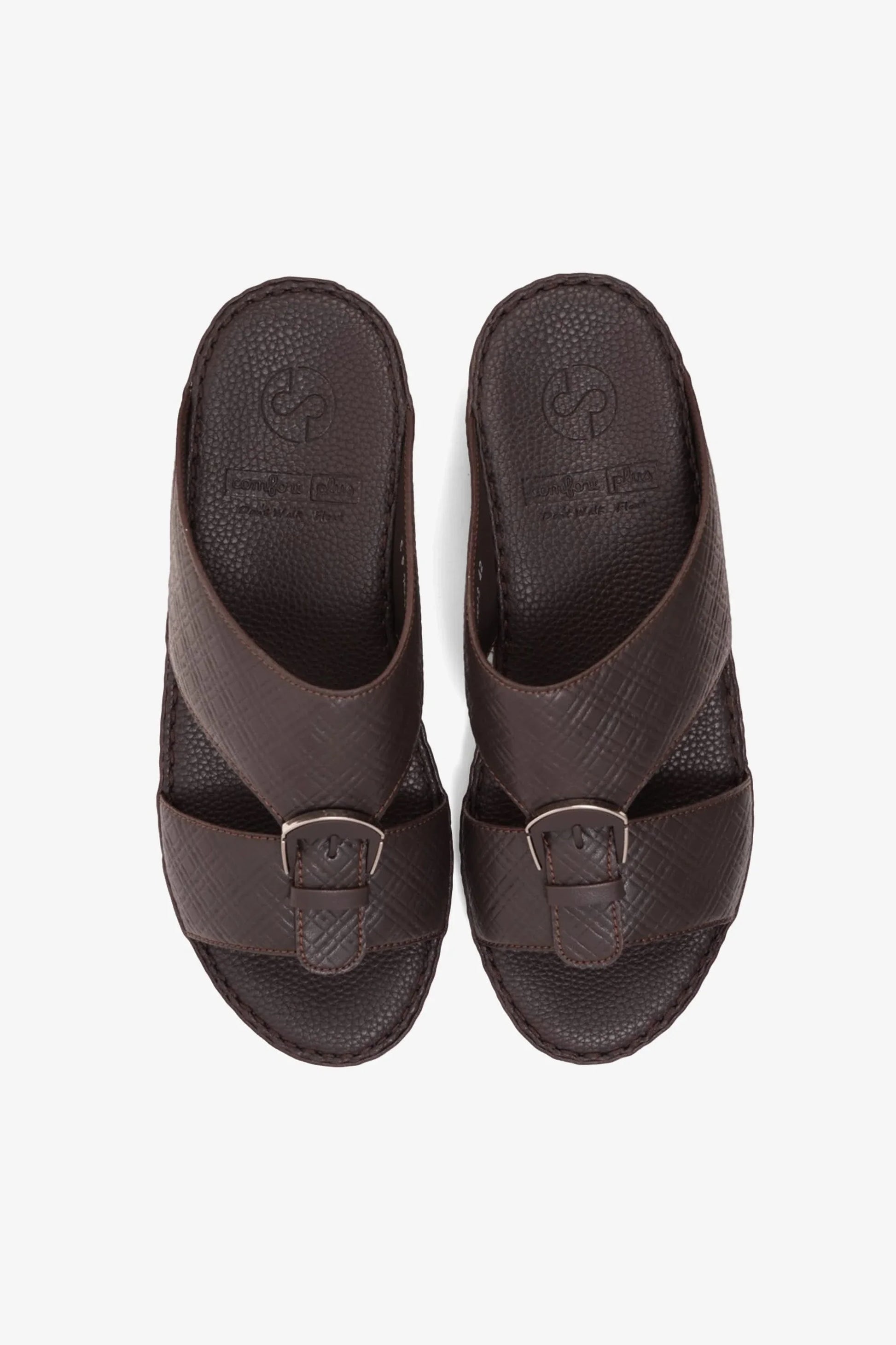 Comfort Plus Men's Cushioned Leather Arabic Sandals Brown MSDCP7013
