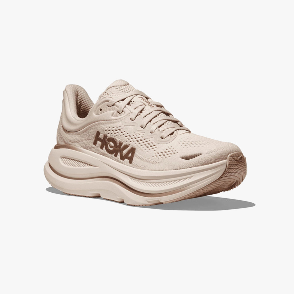 HOKA WOMENS BONDI 9 ROAD RUNNINGOAT MILK / ROSE GOLD