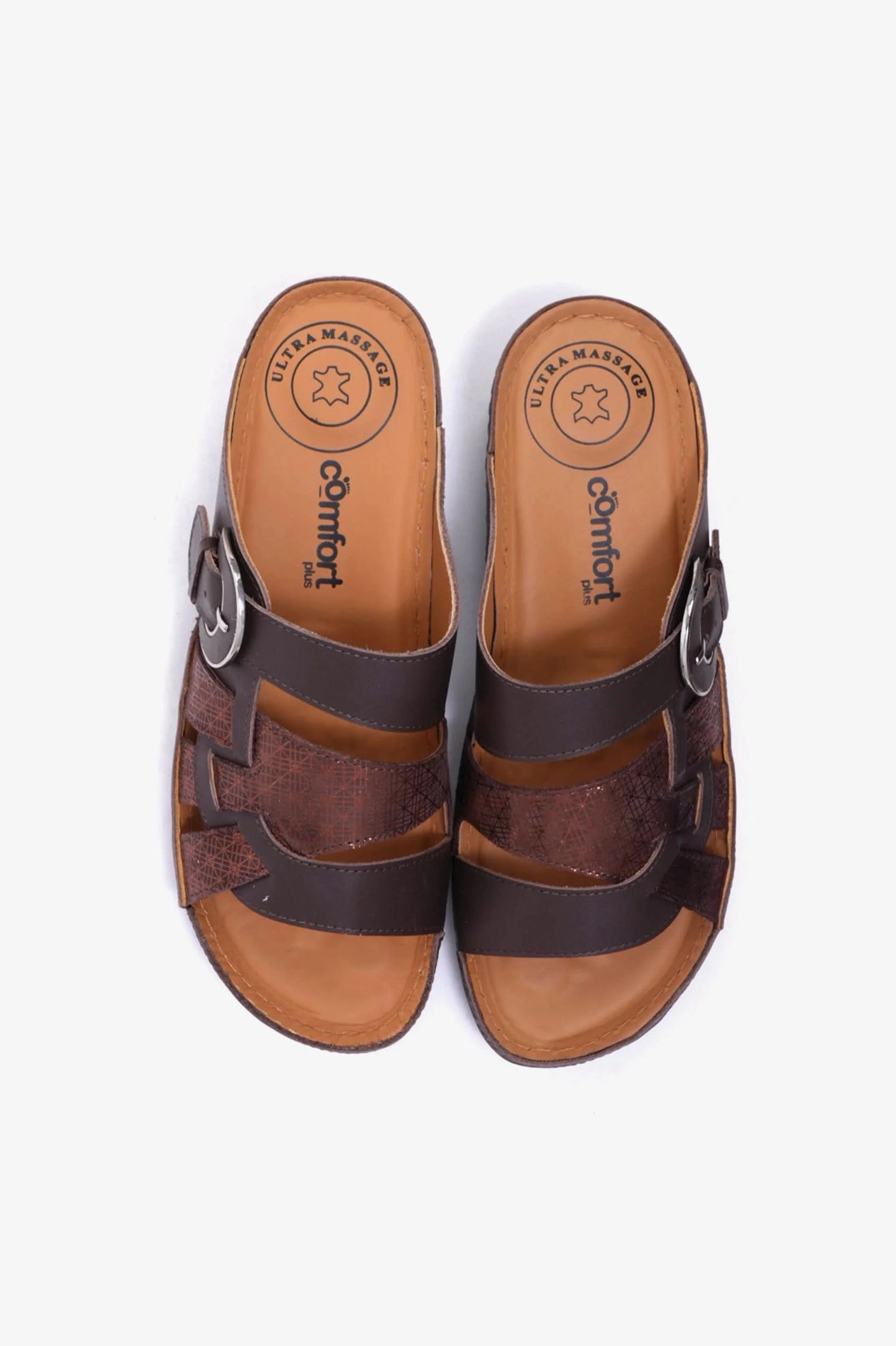 Comfort Plus Women's Double Buckle Sandals Brown LSDCP584