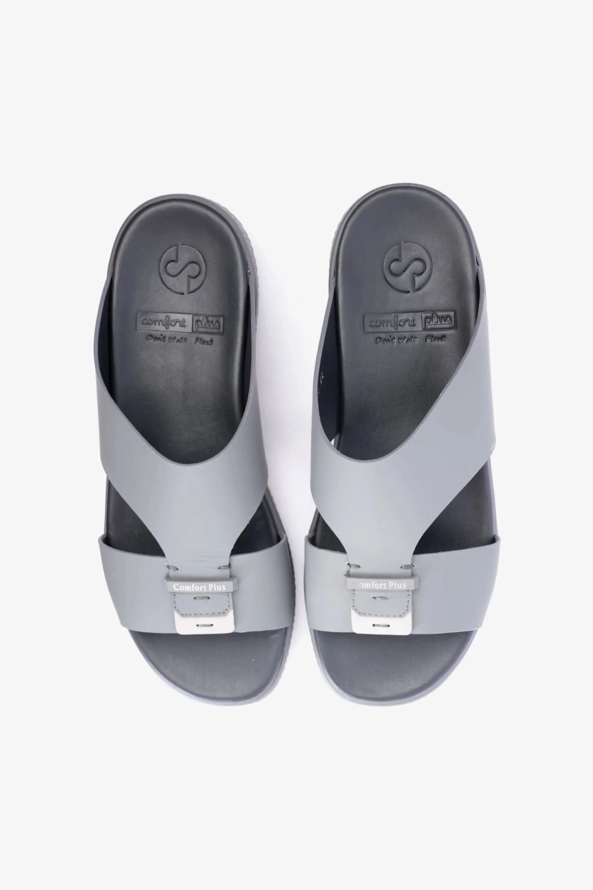 Comfort Plus Men's Matte Leather Buckle Sandals Grey MSDCPD102