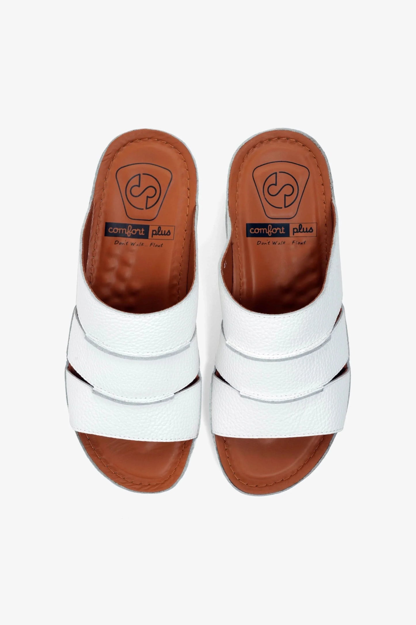 Comfort Plus Men's Leather Slide Sandals White MSDCP6614